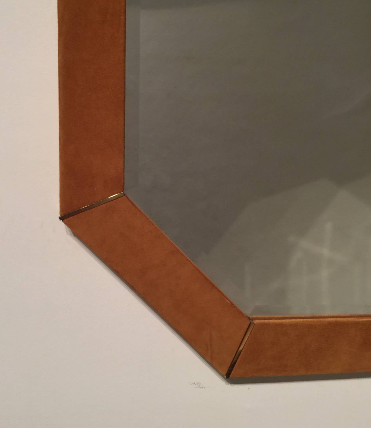 Karl Springer Octagonal Suede Mirror