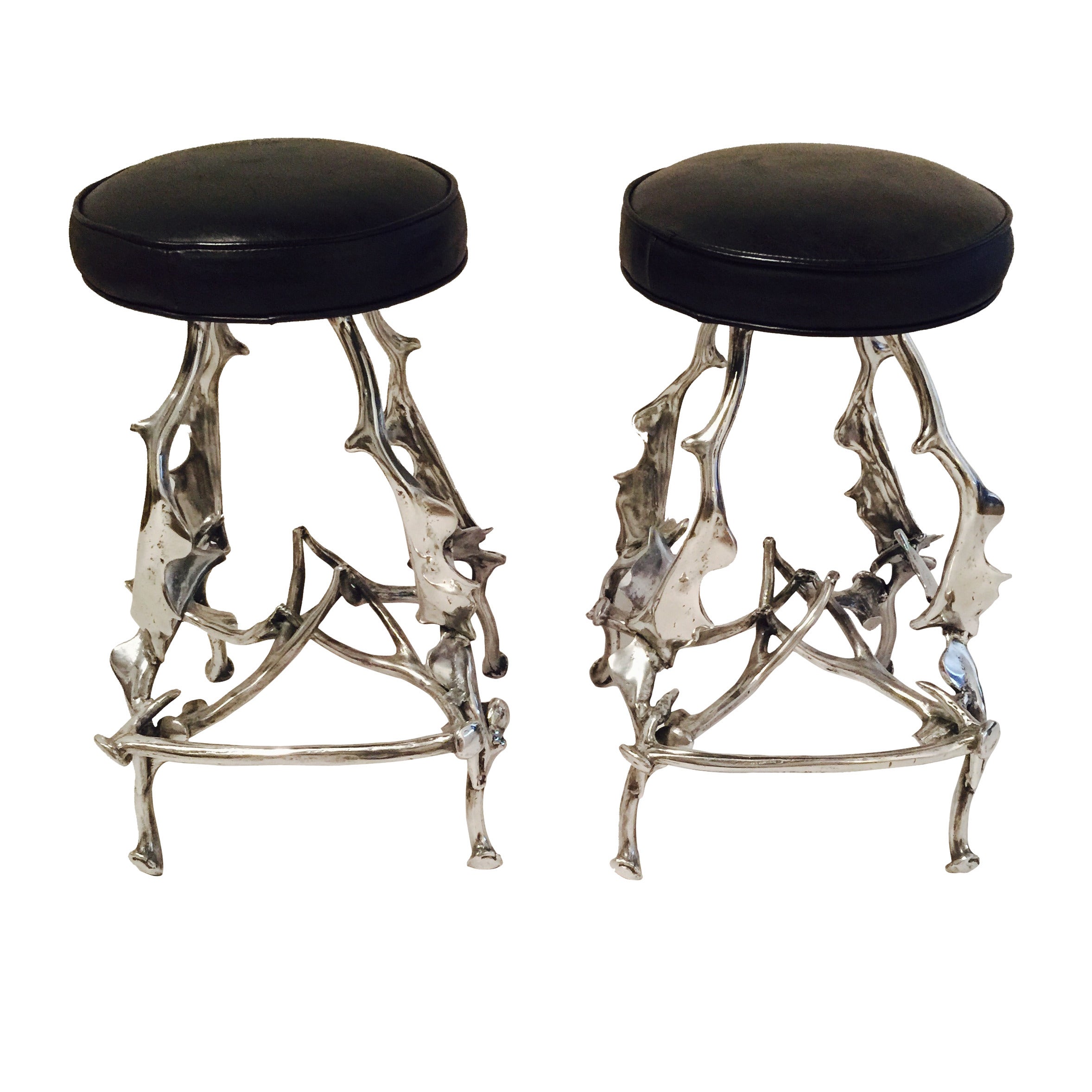 Pair of Arthur Court Barstools For Sale
