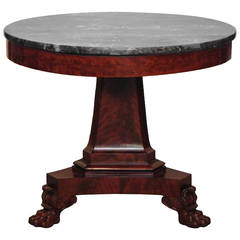 Neoclassical Mahogany and Marble-Top Center Table, Boston circa 1825