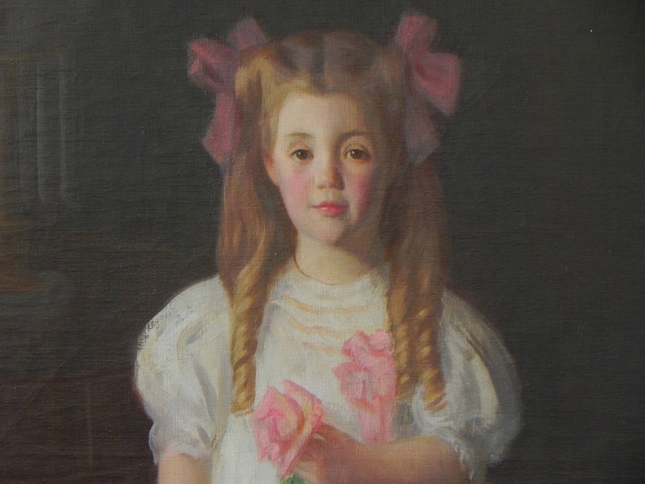 This portrait of “Martha,” at age 6, is a wonderful example of the turn of the century Boston School. Hazard studied under DeCamp and Duveneck, as well as in Paris. He exhibited at the Boston Art Club, Pennsylvania Academy of Fine Arts, Art