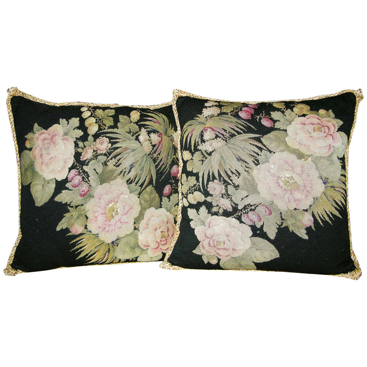 Pair of French Needlepoint Pillows, circa 1880 For Sale at 1stdibs