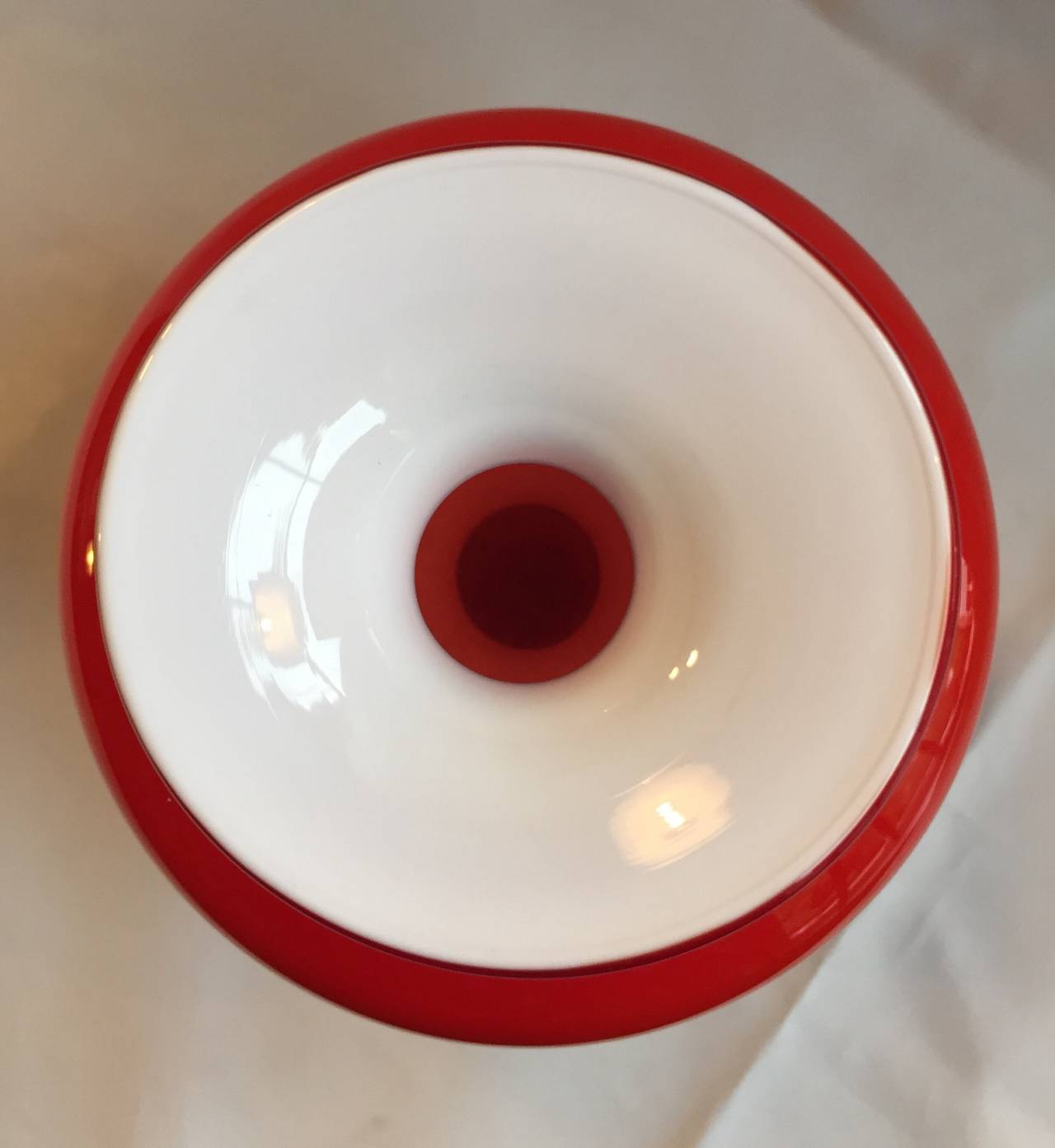 Bright red 'carnaby' vase by Holmegaard. Denmark. Perfect condition.