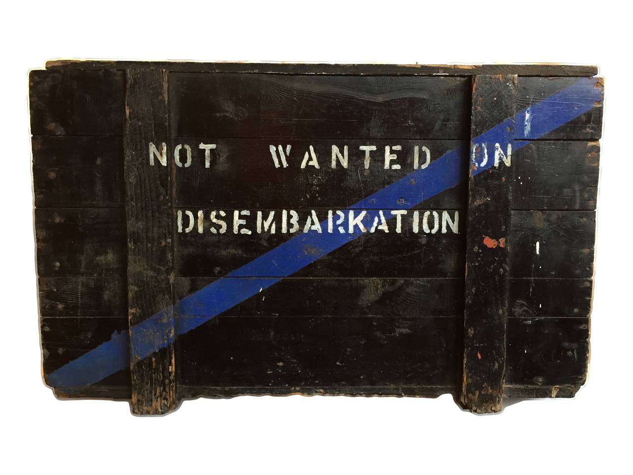 Rare, large military trunk from the earliest days of the RAF. First World War. Black painted pine construction. Cupar, Fifeshire, Scotland, UK.