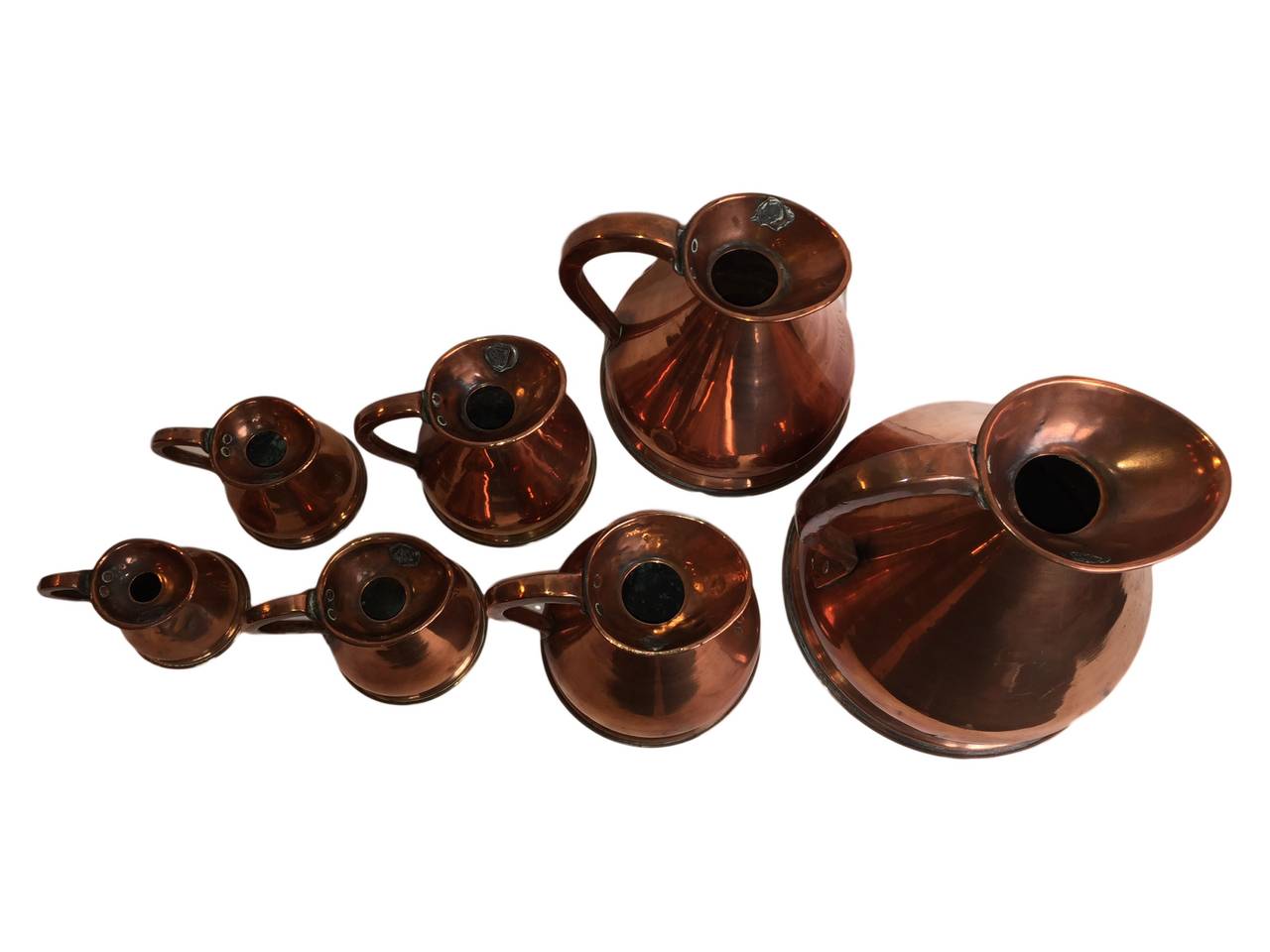 Set of 19th Century Copper Measuring Jugs 3