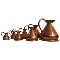 Set of 19th Century Copper Measuring Jugs