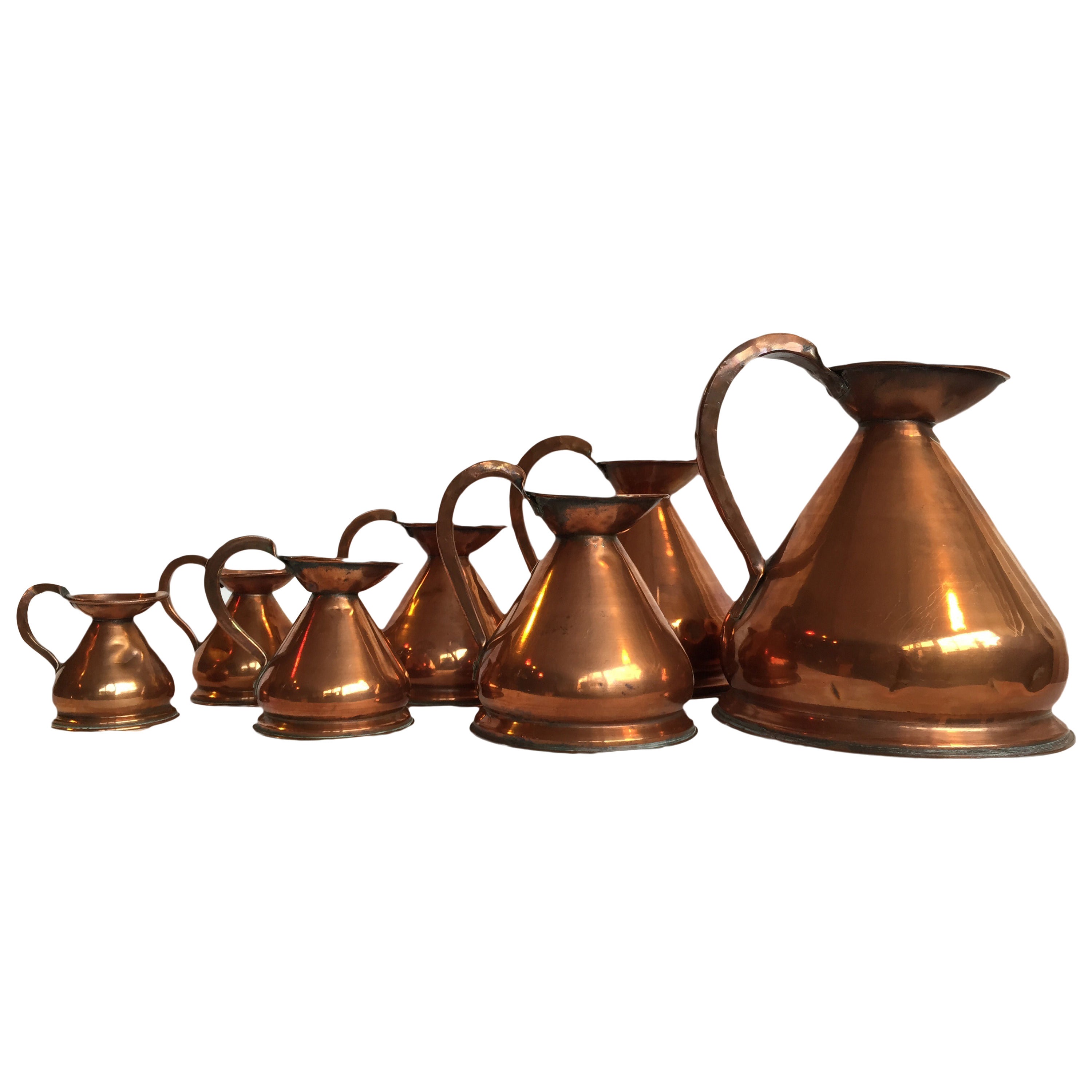 Set of 19th Century Copper Measuring Jugs