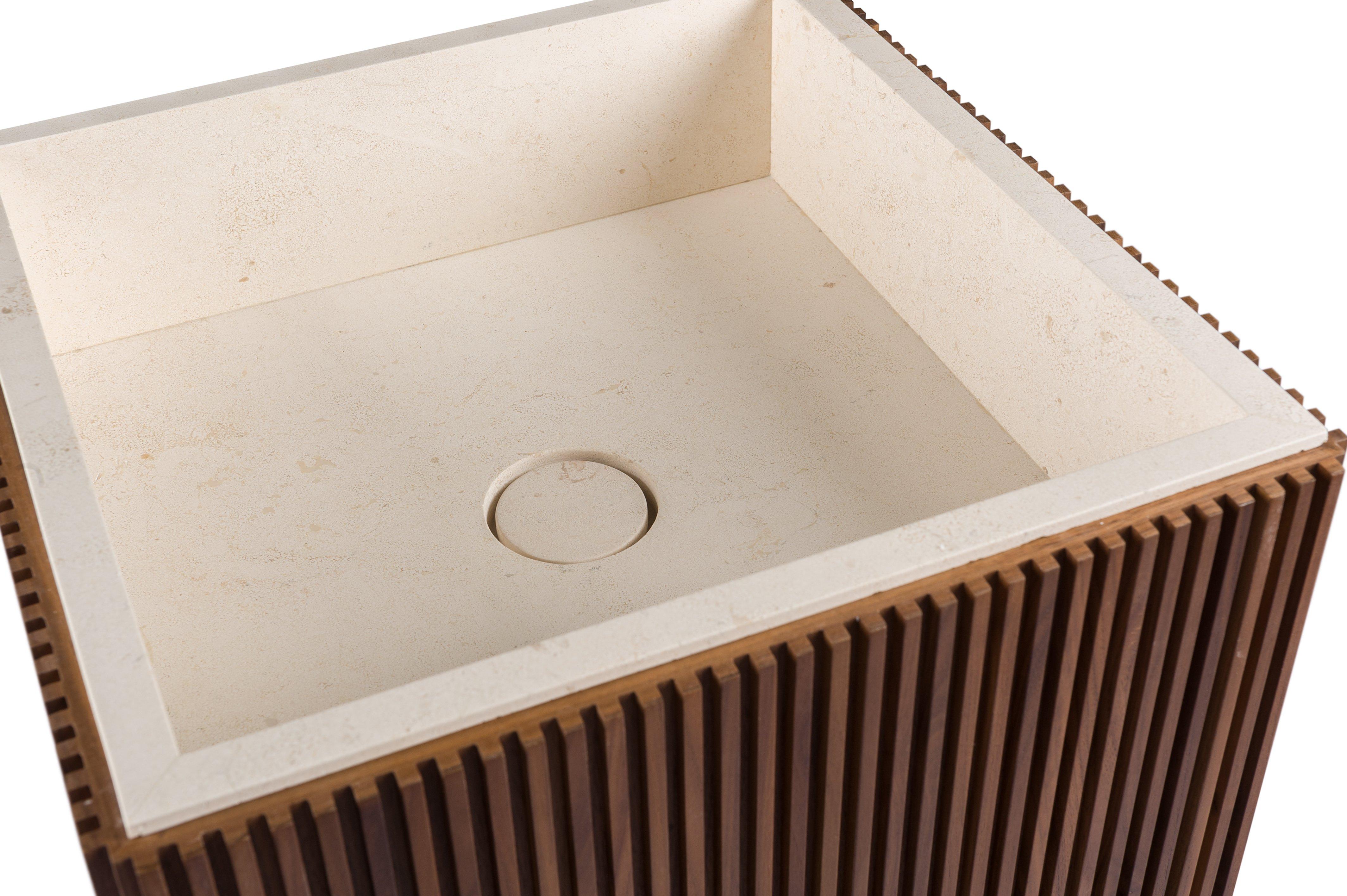 For Sale: Beige (Crema d'Orcia) Salvatori Adda Square Freestanding Basin & Sink by David Lopez Quincoces 6