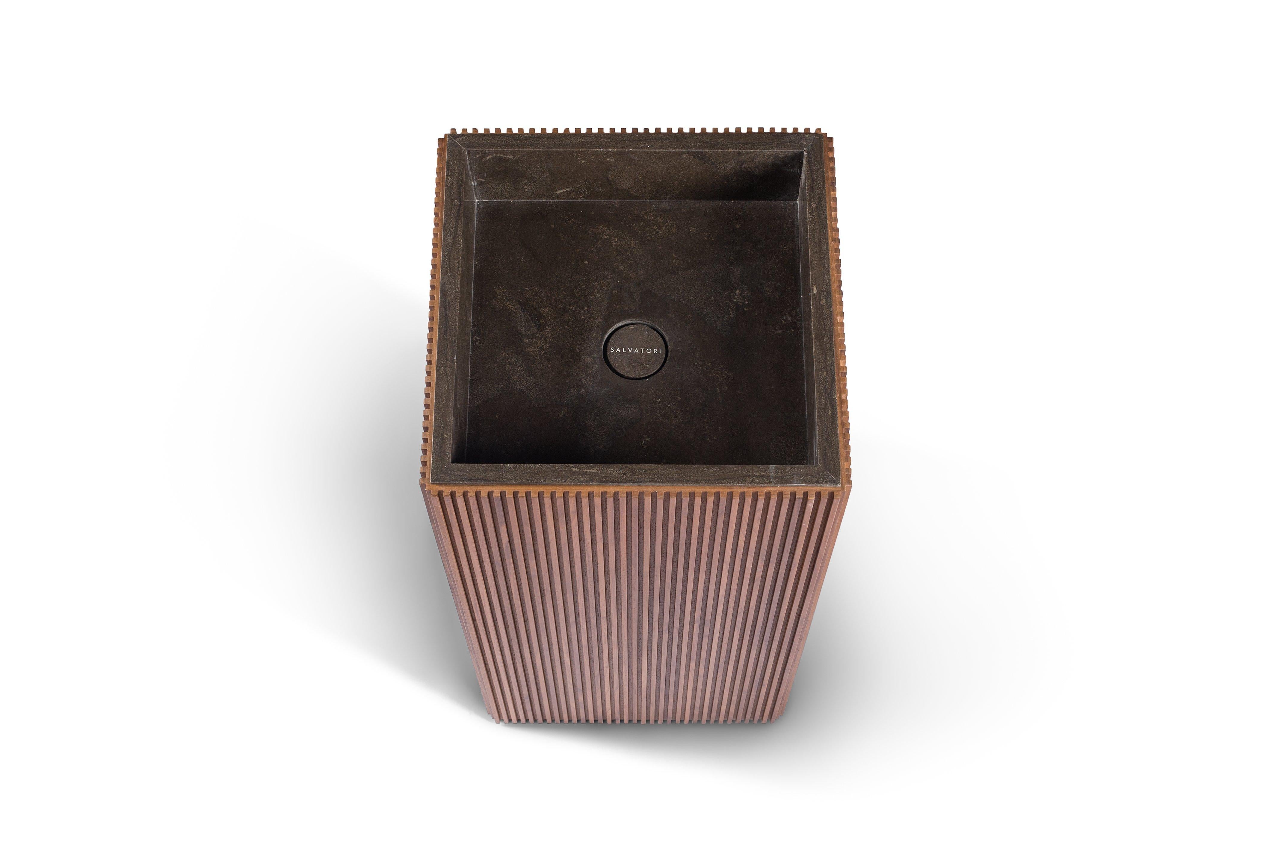 For Sale: Brown (Pietra d'Avola) Salvatori Adda Square Freestanding Basin & Sink by David Lopez Quincoces 4