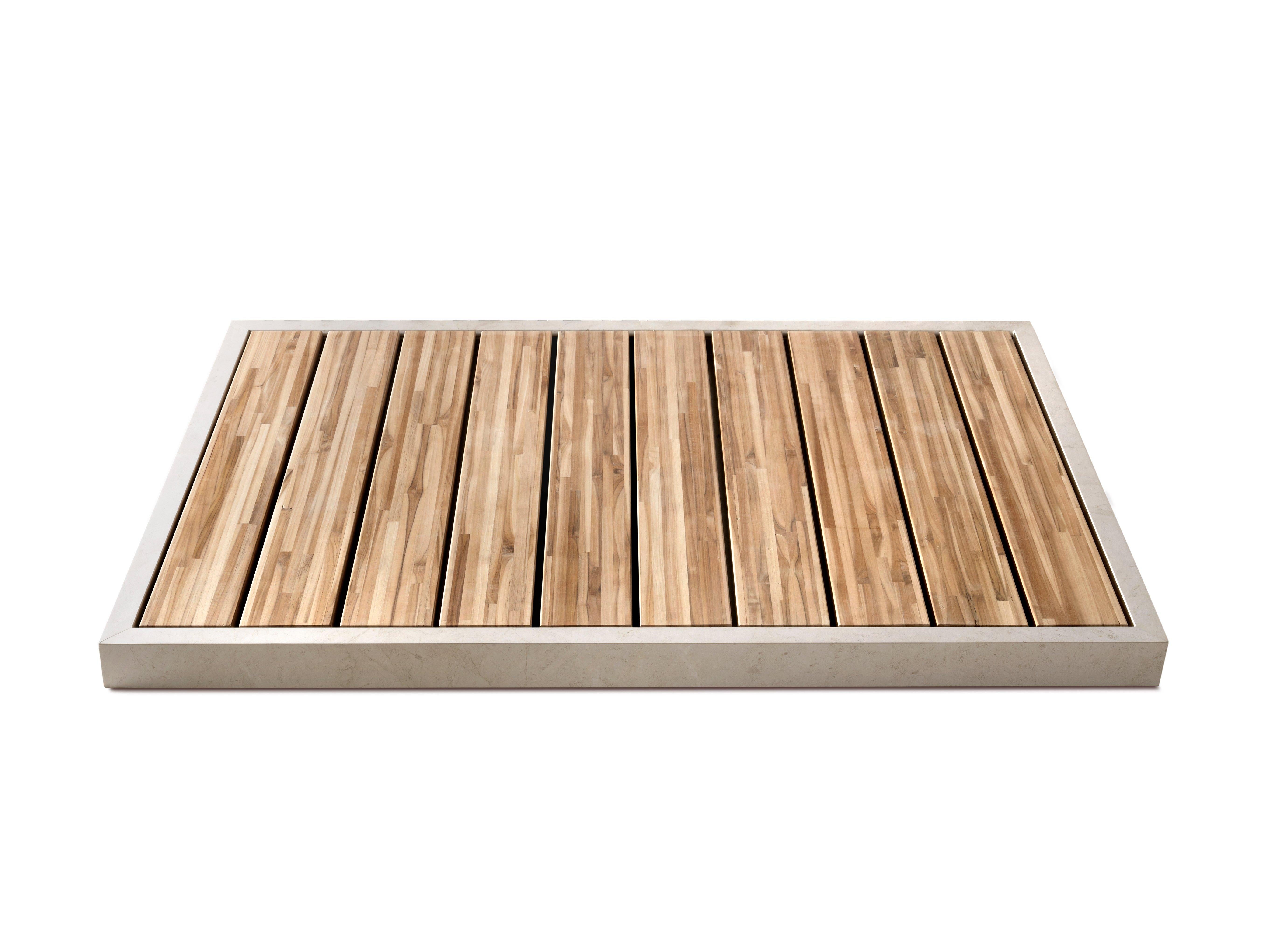 For Sale: Beige (Crema d'Orcia) Salvatori Ishiburo Shower Tray with Teak Grate by Kengo Kuma 2