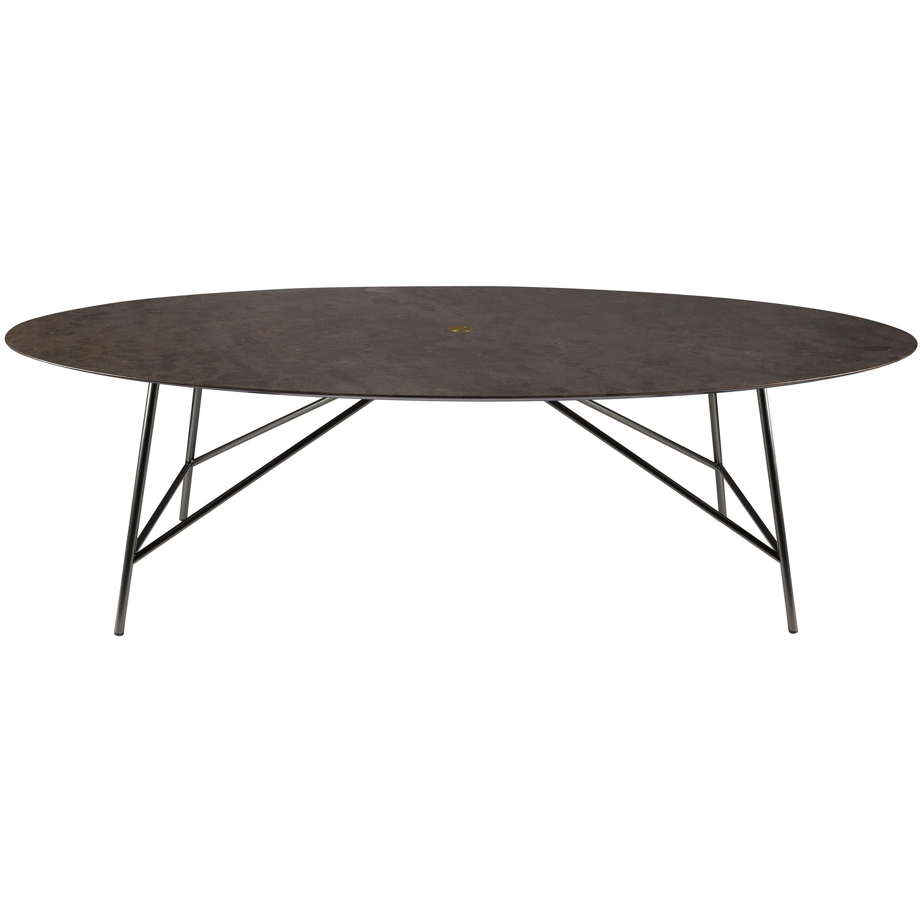 For Sale: Brown (Pietra d'Avola) Salvatori Large W Oval Dining Table