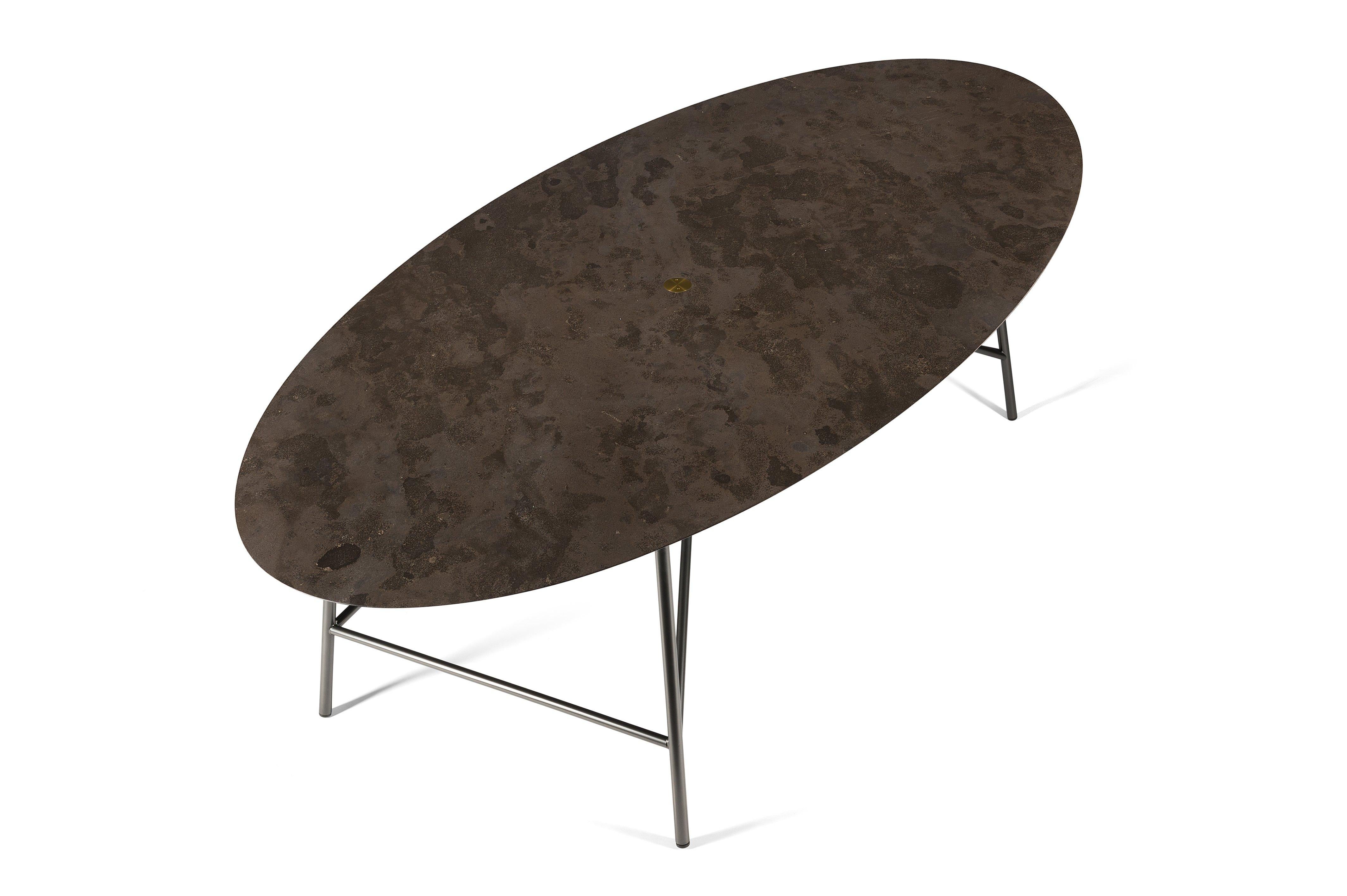 For Sale: Brown (Pietra d'Avola) Salvatori Large W Oval Dining Table 2