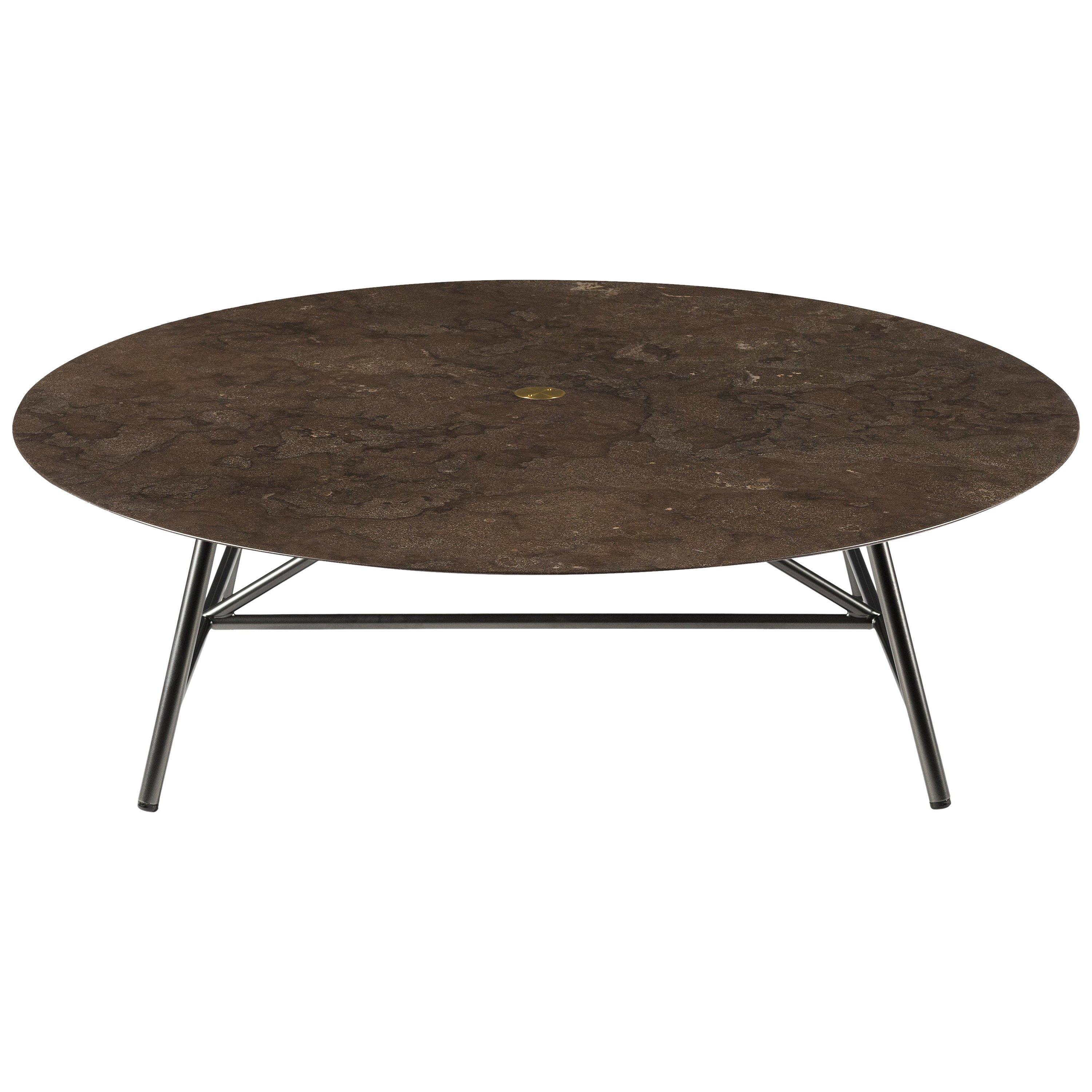 For Sale: Brown (Pietra d'Avola) Salvatori Large W Round Coffee Table
