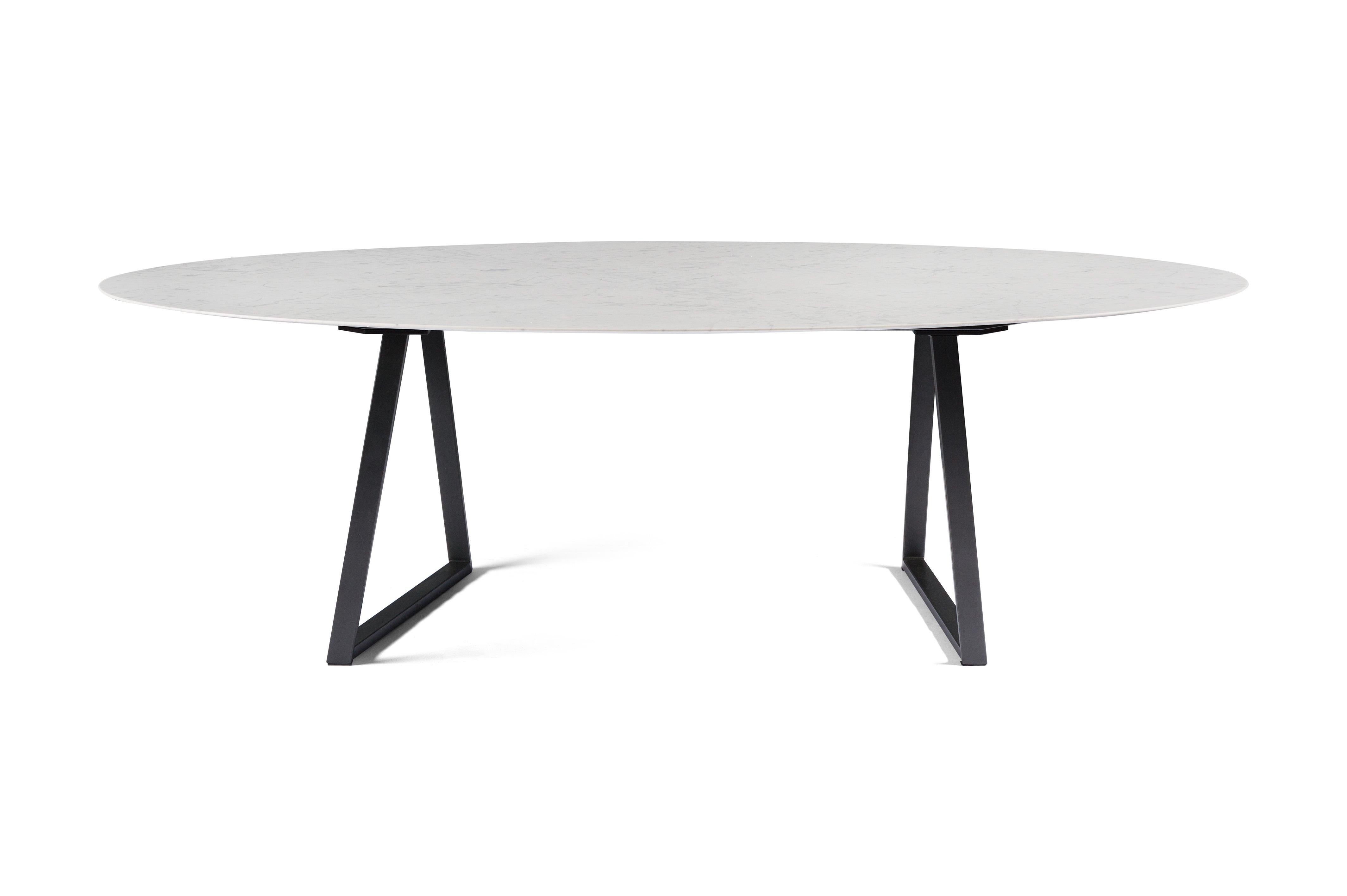 For Sale: White (Bianco Carrara) Salvatori Oval Dritto Dining Table by Piero Lissoni 3