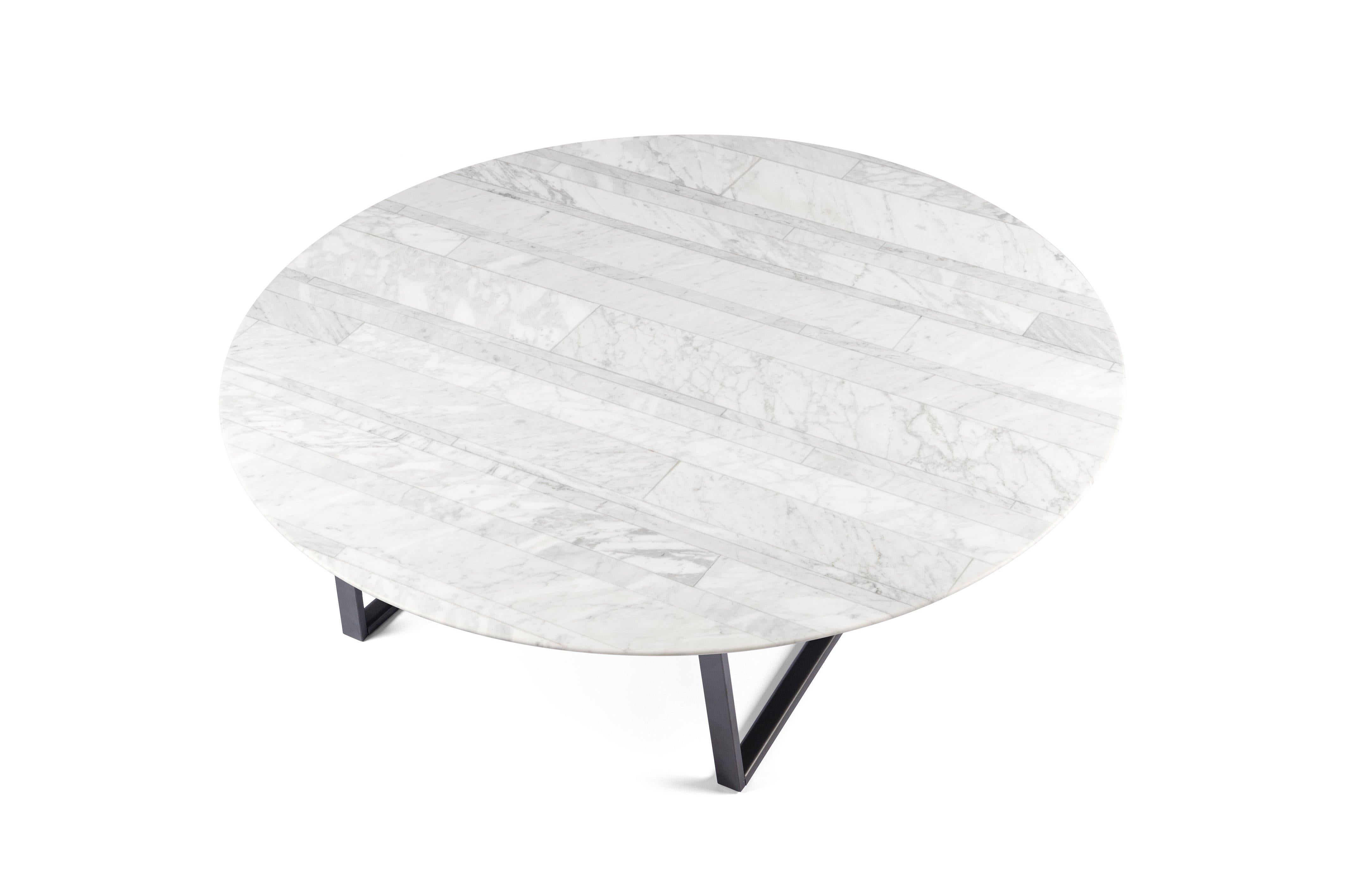 For Sale: White (Bianco Carrara) Salvatori Round Dritto Coffee Table by Piero Lissoni 2