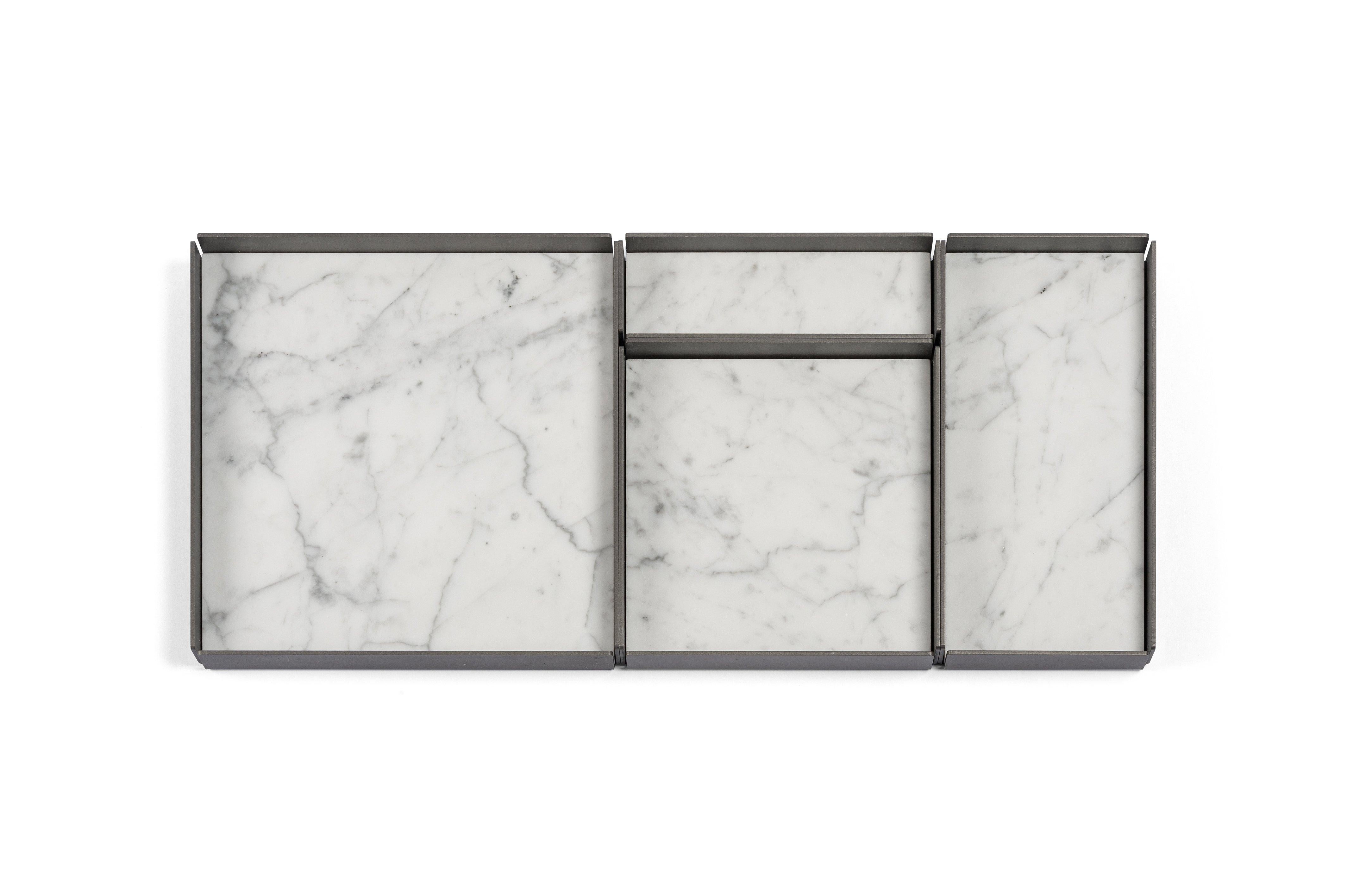 For Sale: White (Bianco Carrara) Salvatori Set of Fontane Bianche Modular Trays by Elisa Ossino 3