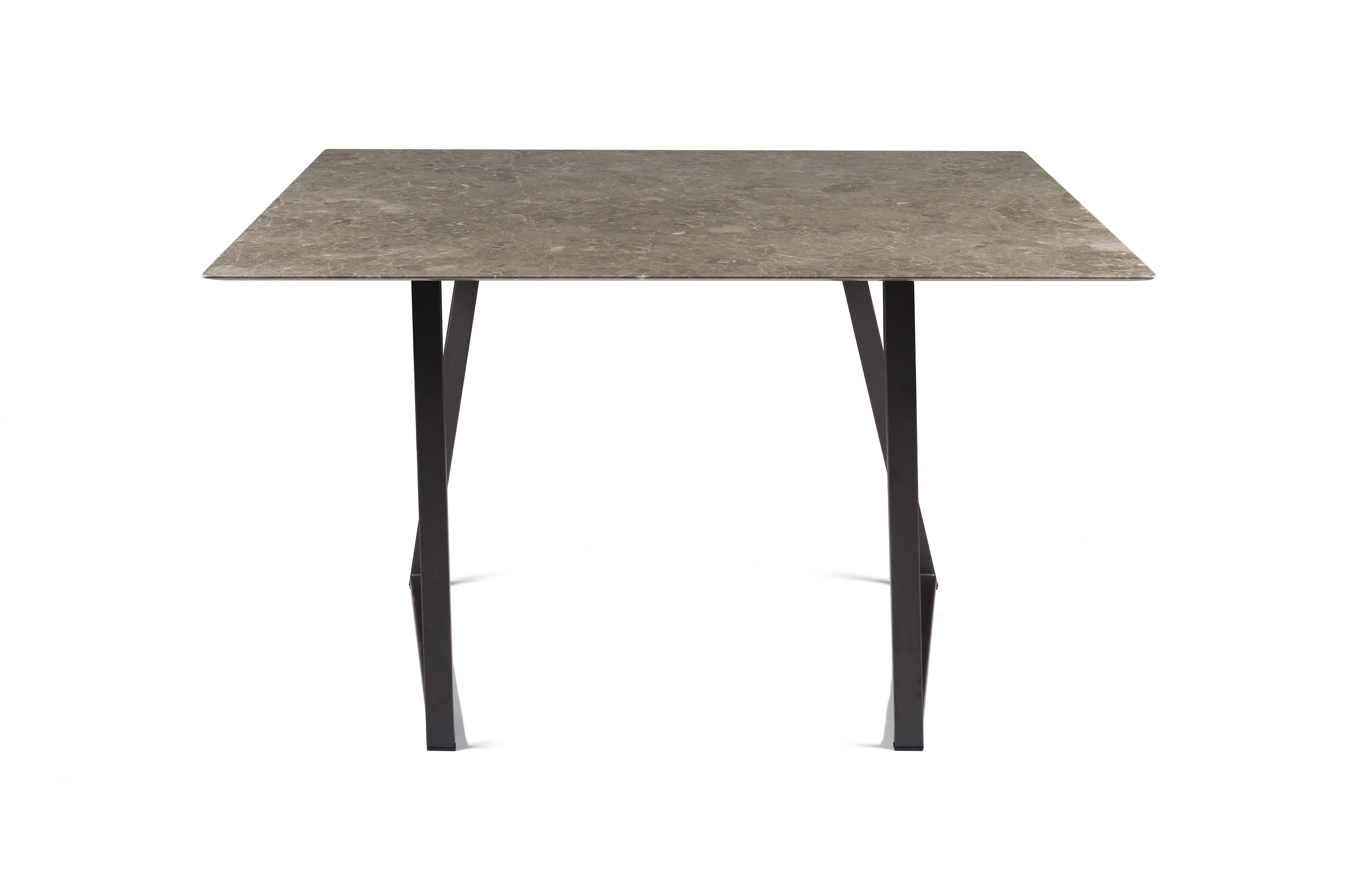 For Sale: Gray (Gris du Marais) Salvatori Square Dritto Dining Table by Piero Lissoni 2