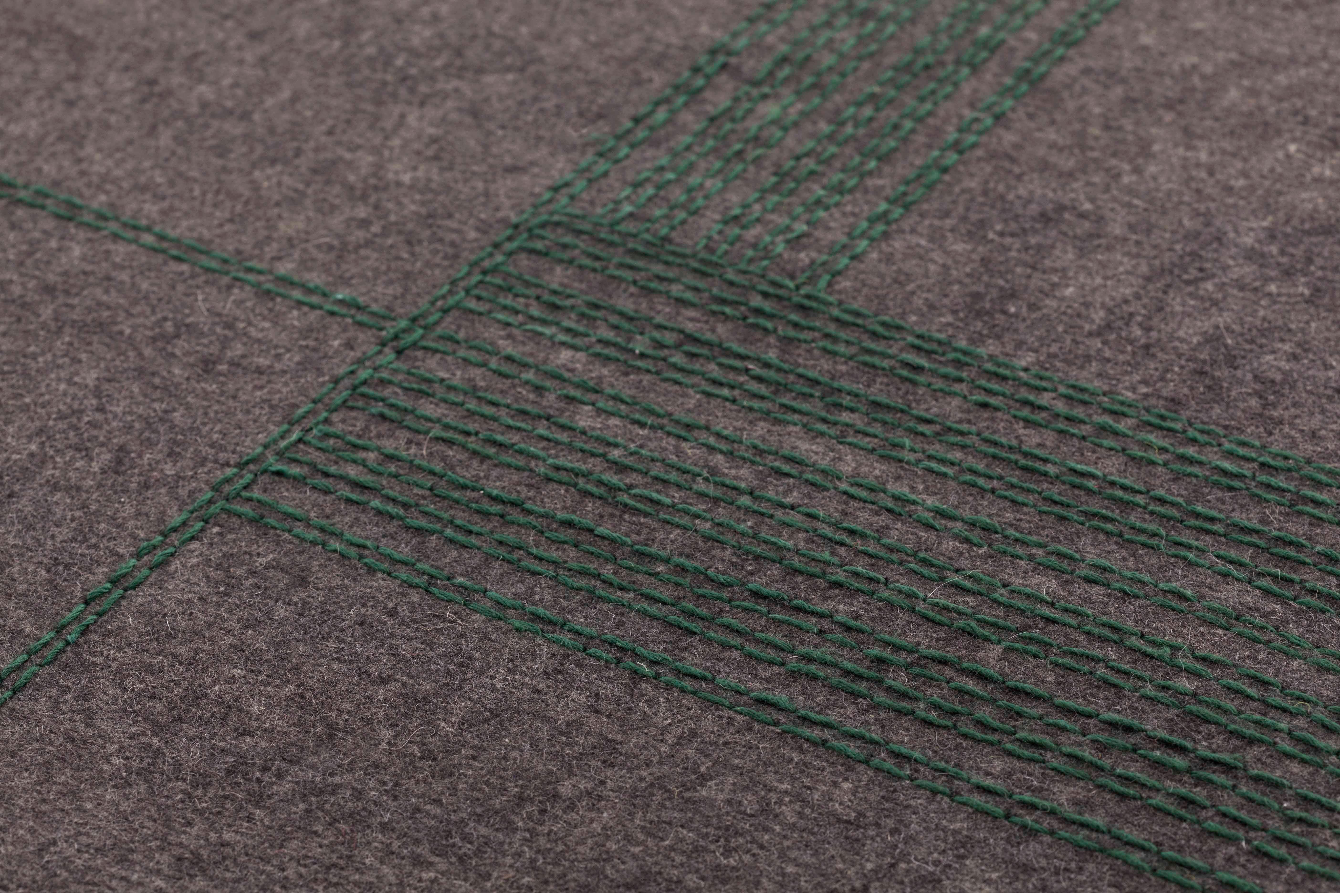 For Sale:  (Green) GAN Oryza Rug in Wool by Odosdesign 2