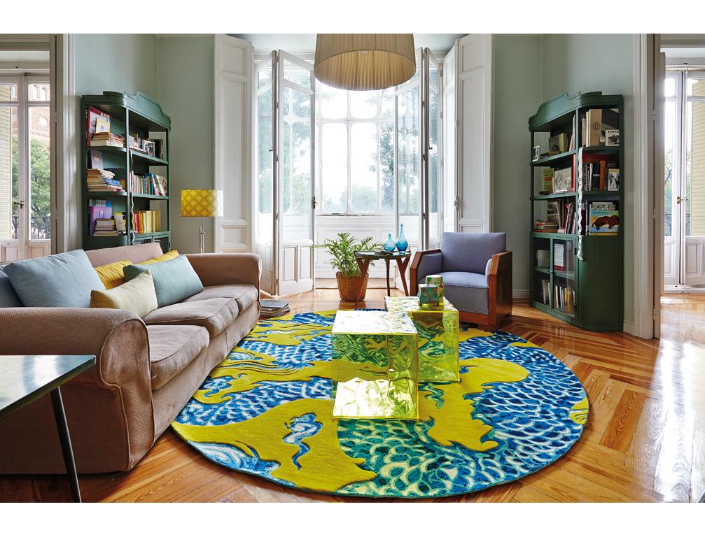 For Sale:  (Yellow) GAN China Wool Rug by Mapi Millet 3