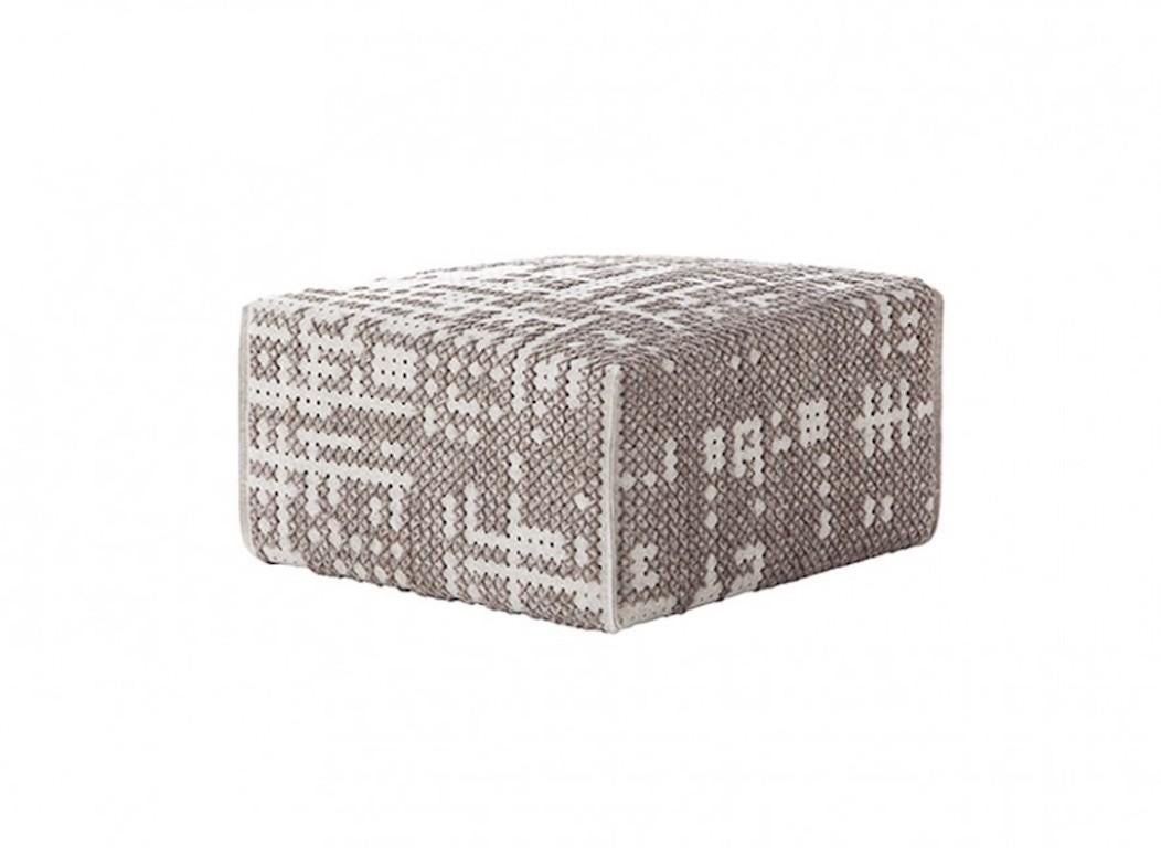 (Silver) GAN Canevas Square Abstract Pouf by Charlotte Lancelot