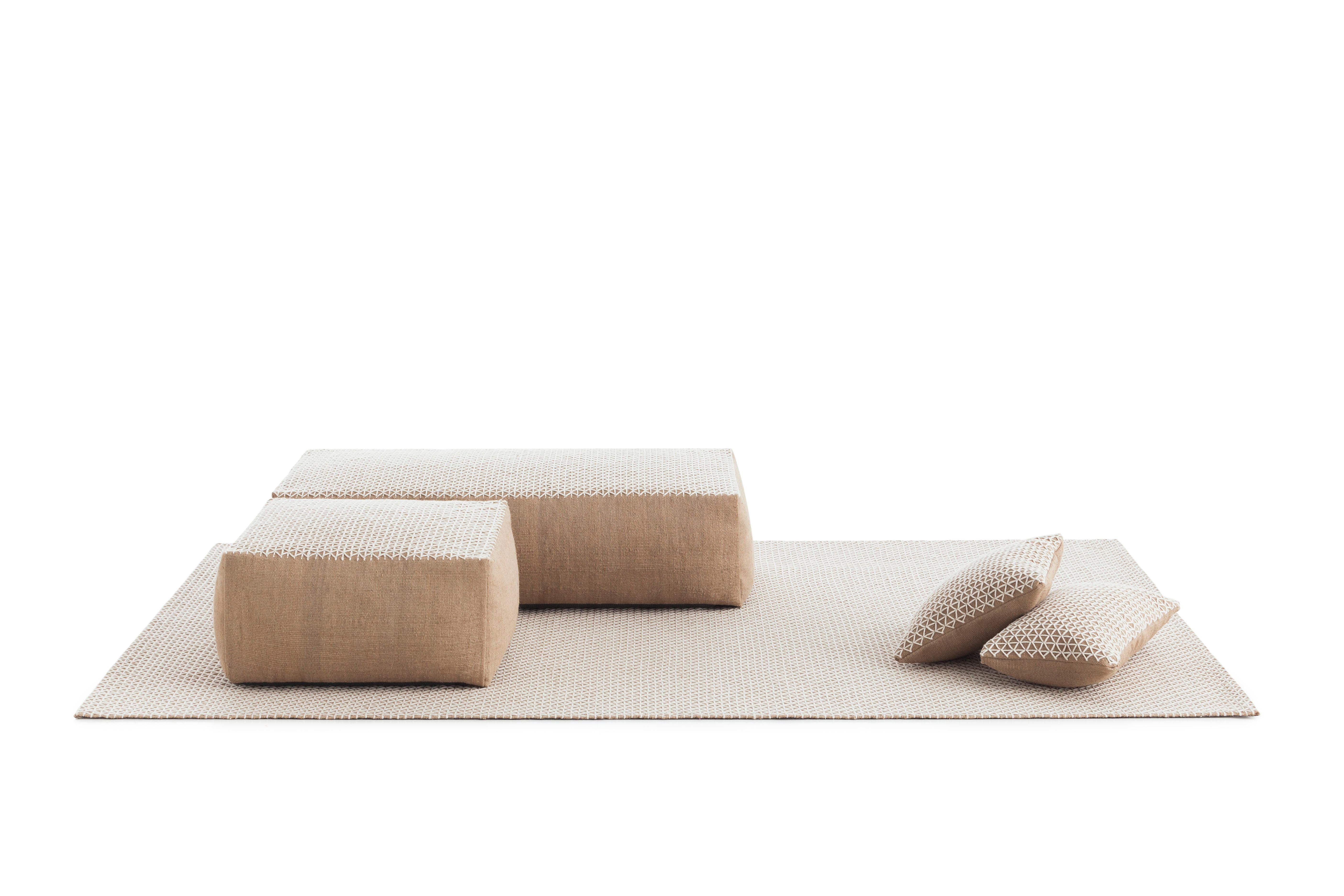 For Sale:  (White) GAN Raw Small Square Pouf by Borja García 2