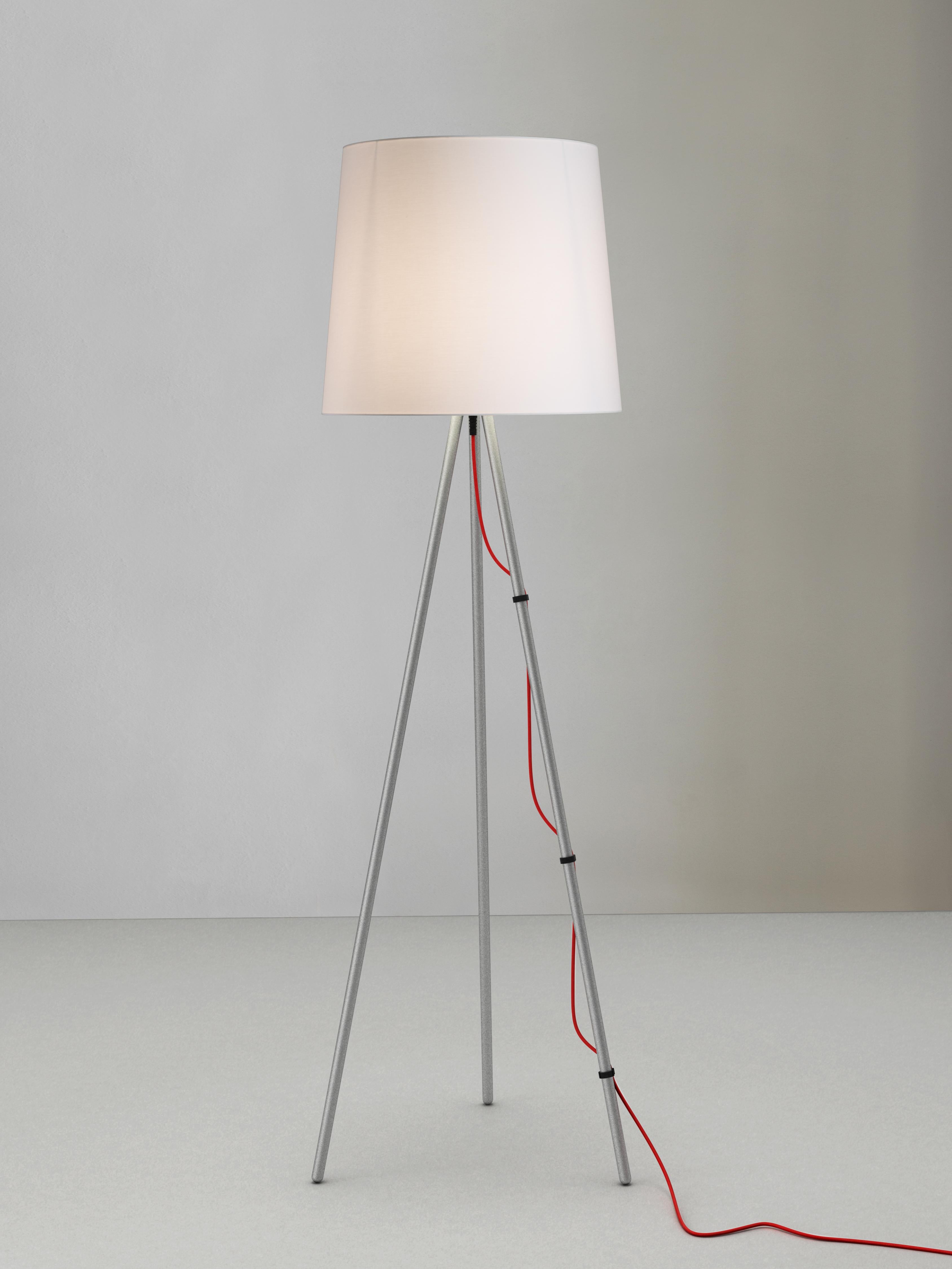 For Sale: White Martinelli Luce Eva 2270 Floor Lamp in Satin Aluminum Body 2