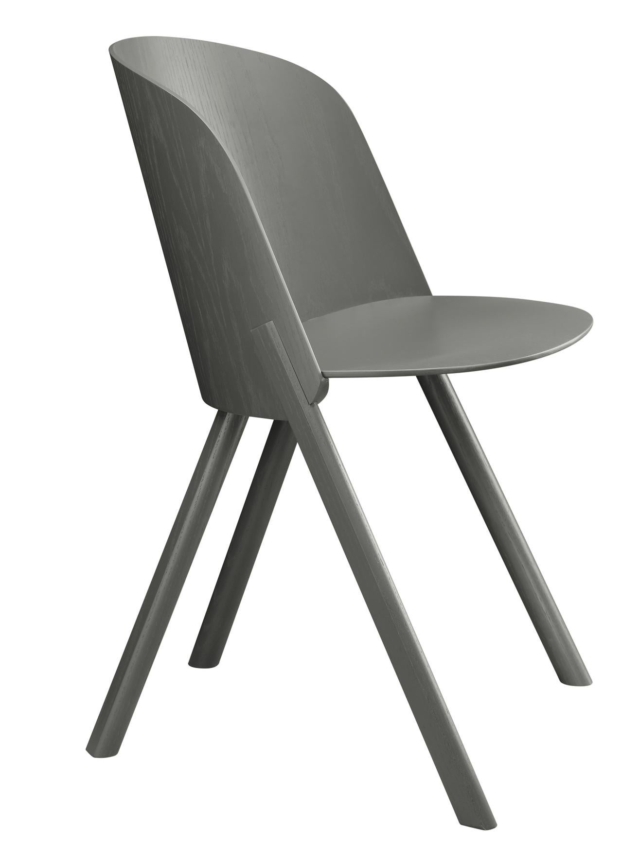 For Sale: Gray (Umbra Gray Lacquer) e15 Customizable This Side Chair by Stefan Diez