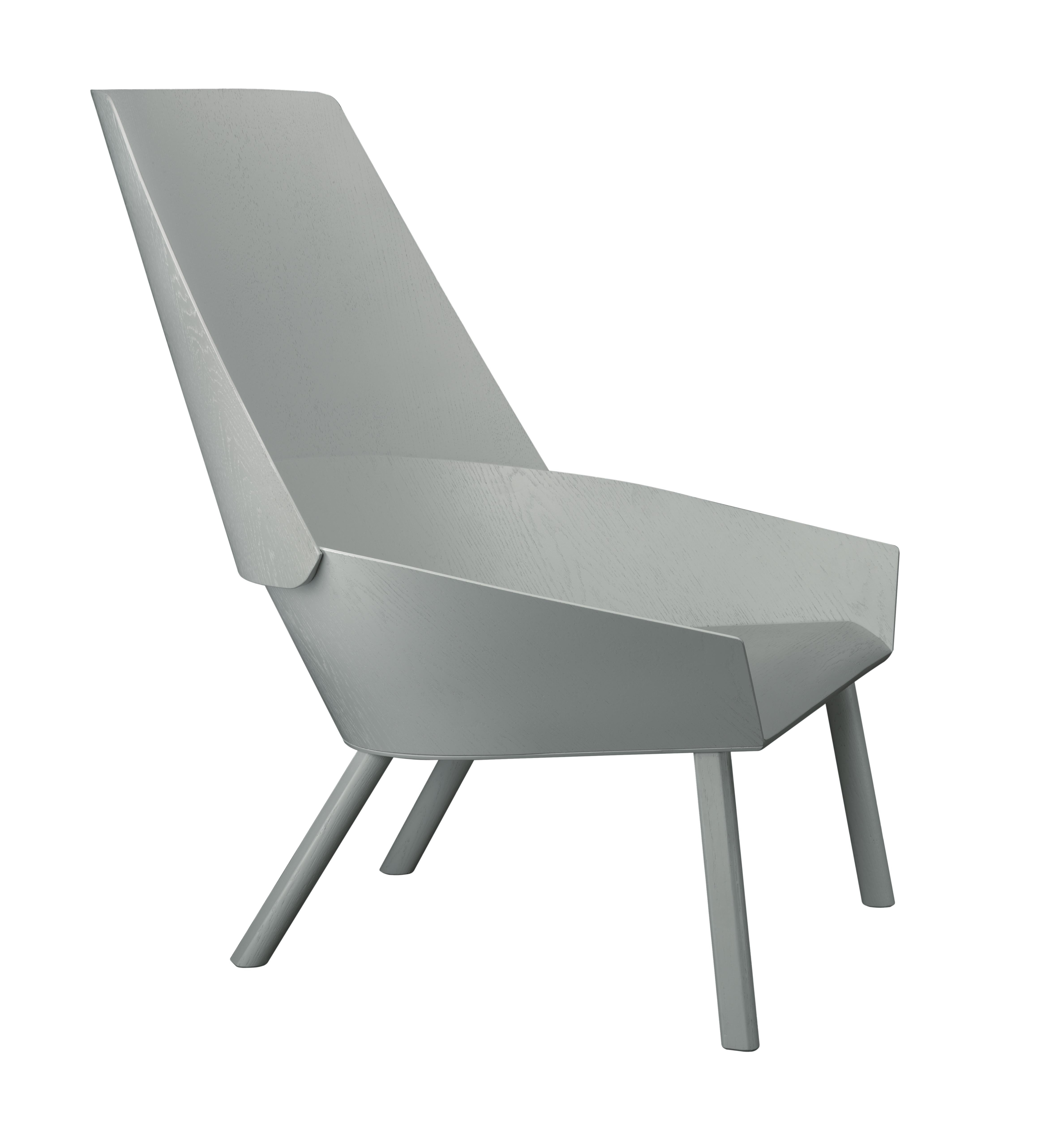 For Sale: Gray (Traffic Gray Lacquer) Customizable e15 Eugene Lounge Chair with Oak Base by Stefan Diez