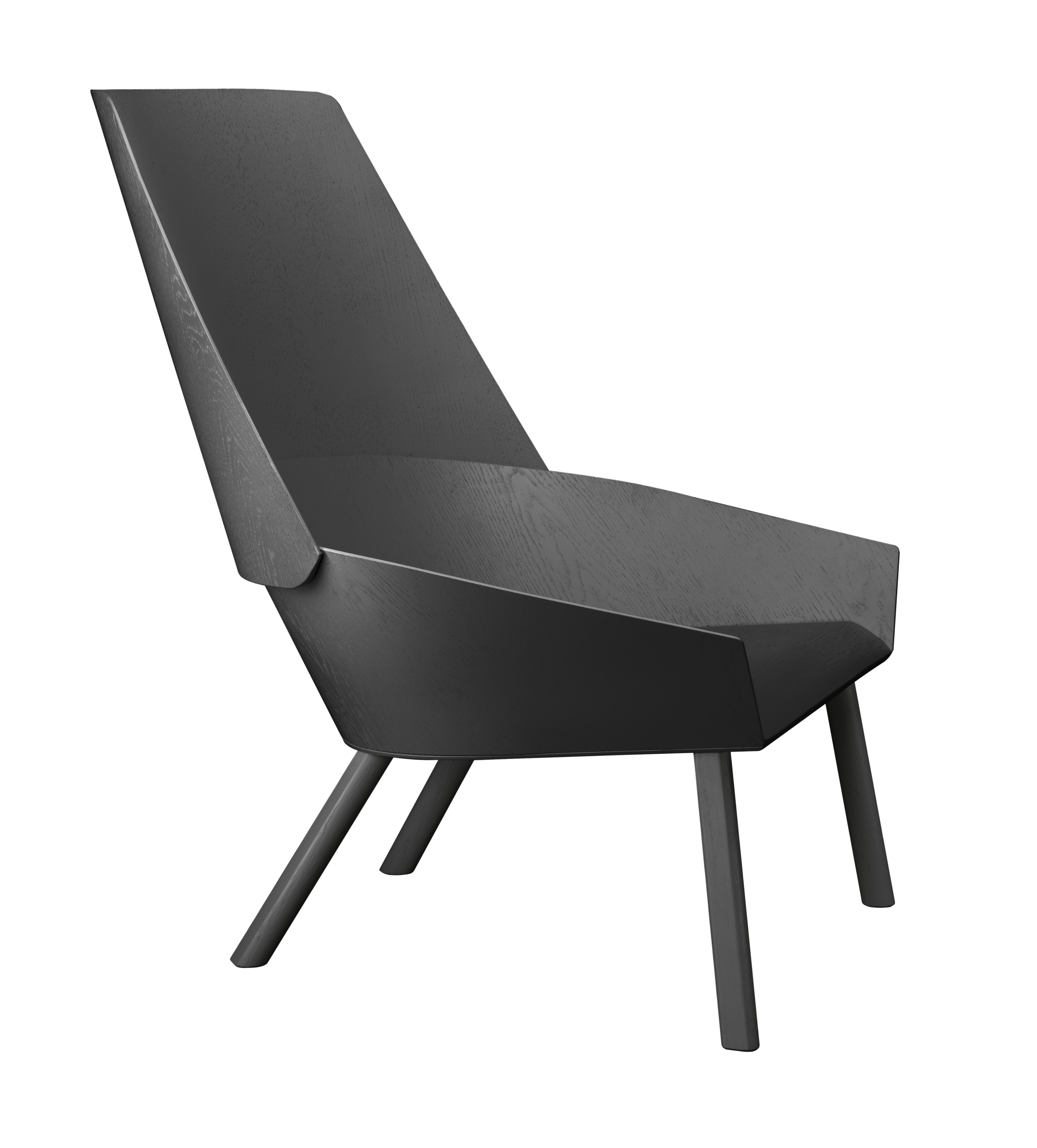 For Sale: Black (Jet Black Lacquer) Customizable e15 Eugene Lounge Chair with Oak Base by Stefan Diez