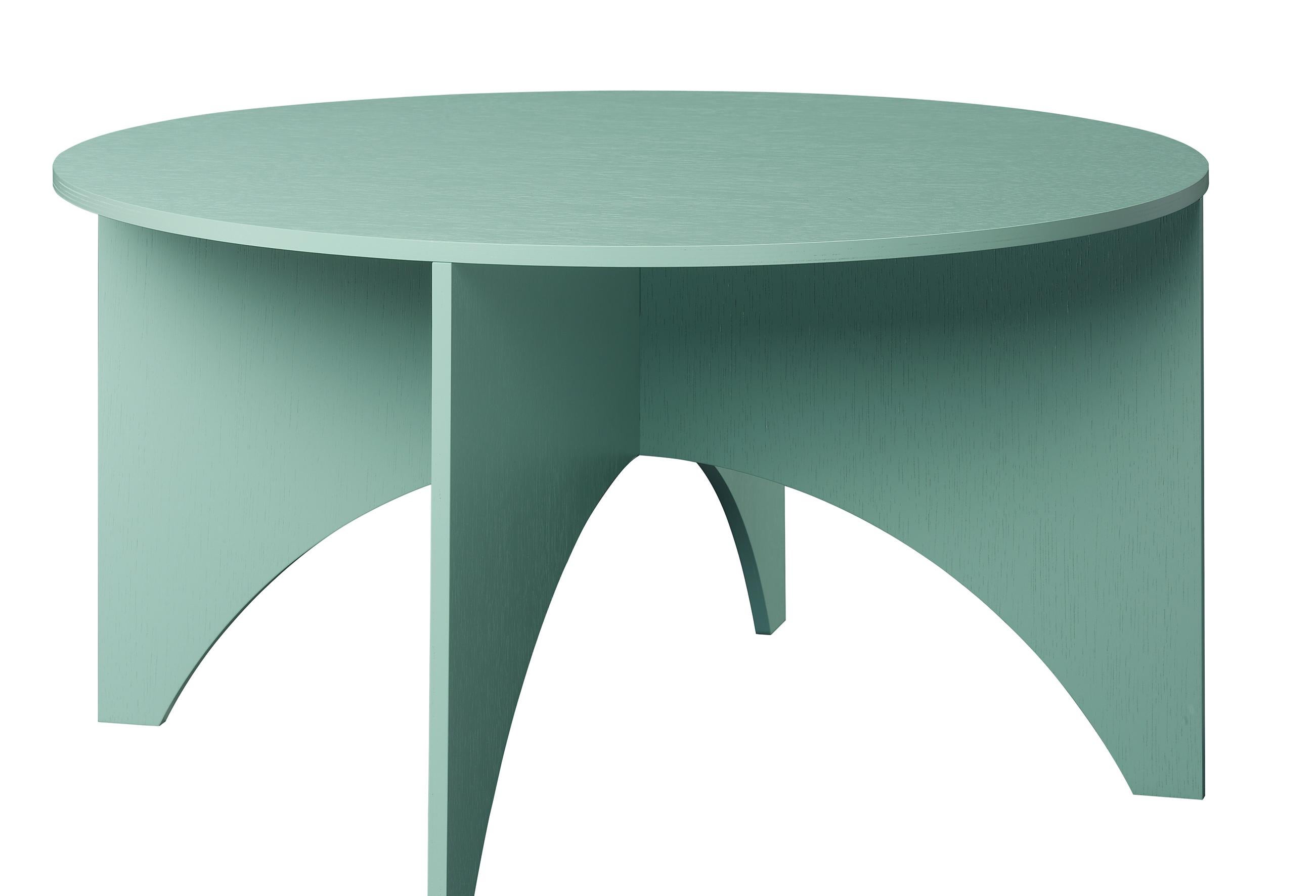 For Sale: Blue (Mint Lacquer) e15 Charlotte Coffee Table with Oak Base by Ferdinand Kramer