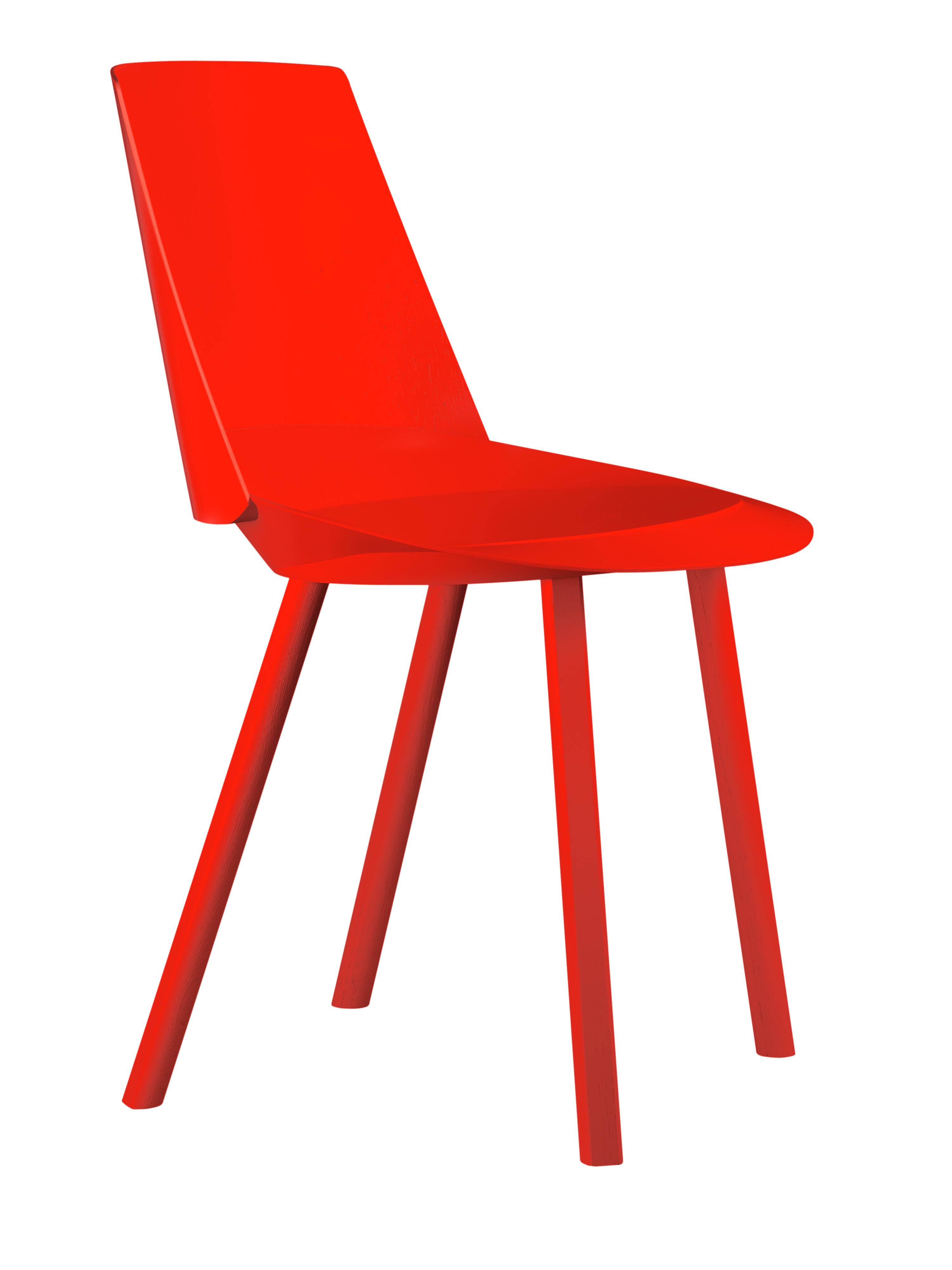 Im Angebot: e15 Houdini-Beistellstuhl von Stefan Diez, Red (Neon Red Lacquer)