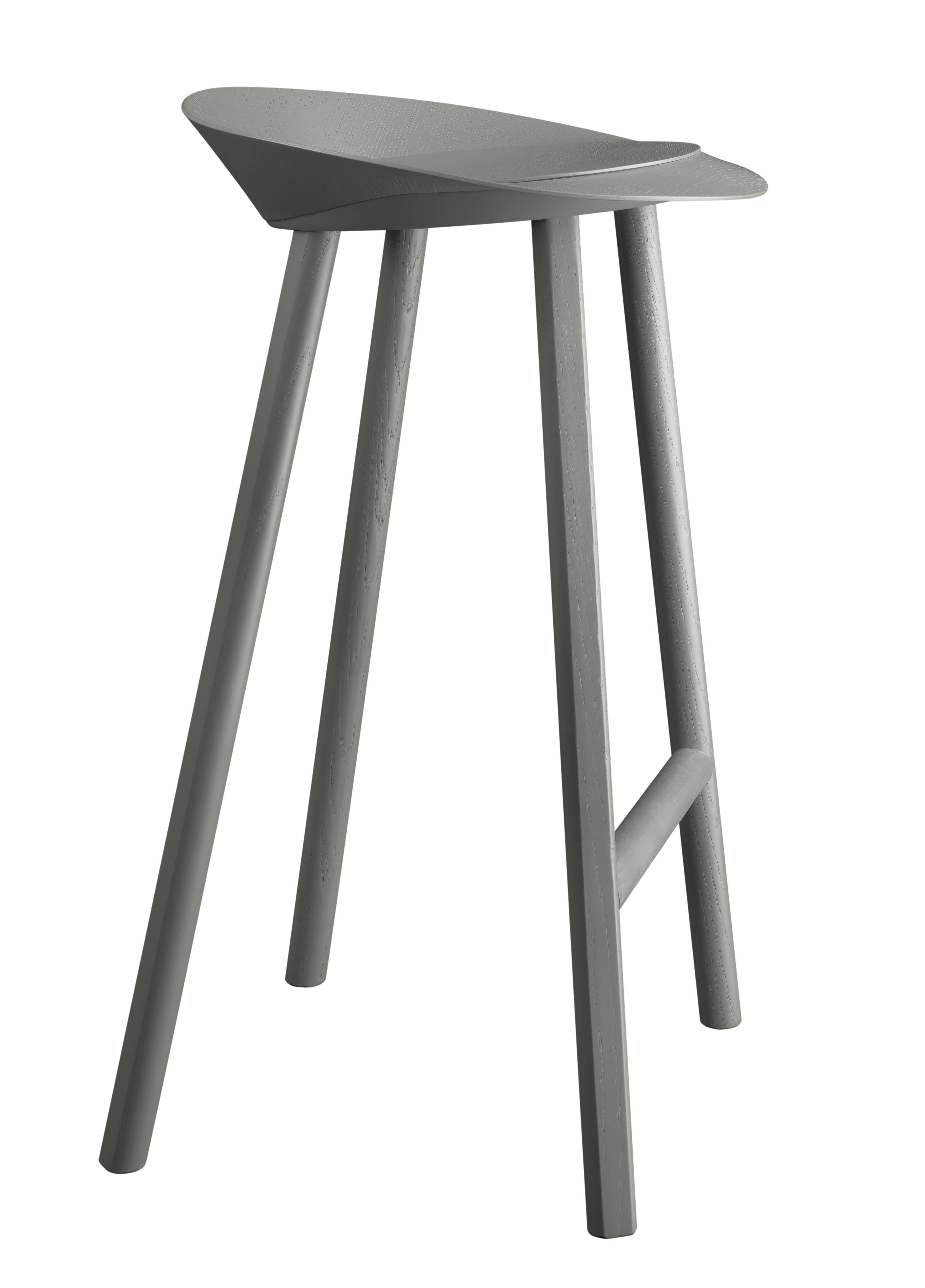 For Sale: Gray (Umbra Gray Lacquer) e15 Customizable Jean Stool Wood by Stefan Diez