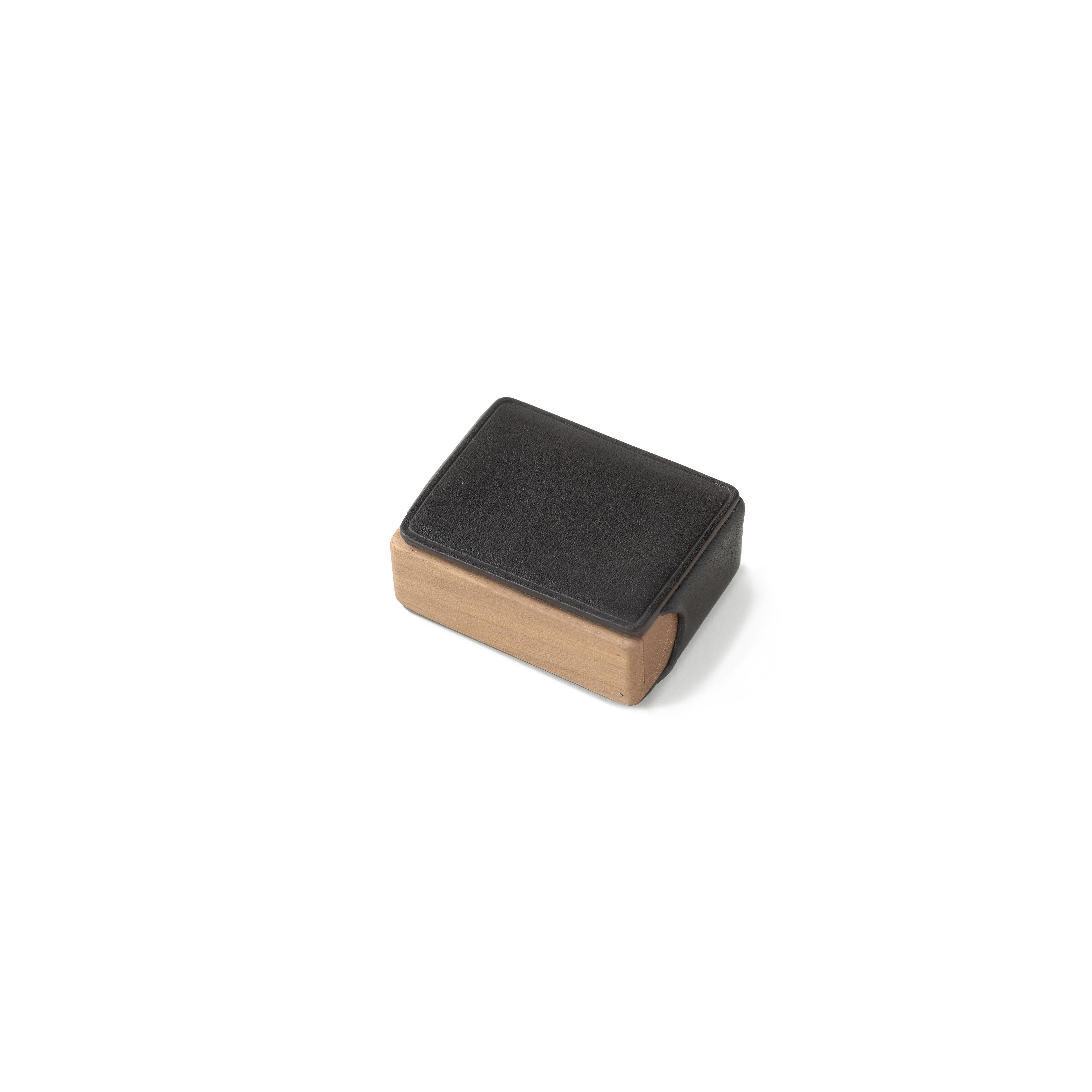 For Sale: Black Portapillole Con Custodia Wooden Pillbox with Leather Case by Bottega Ghianda 2