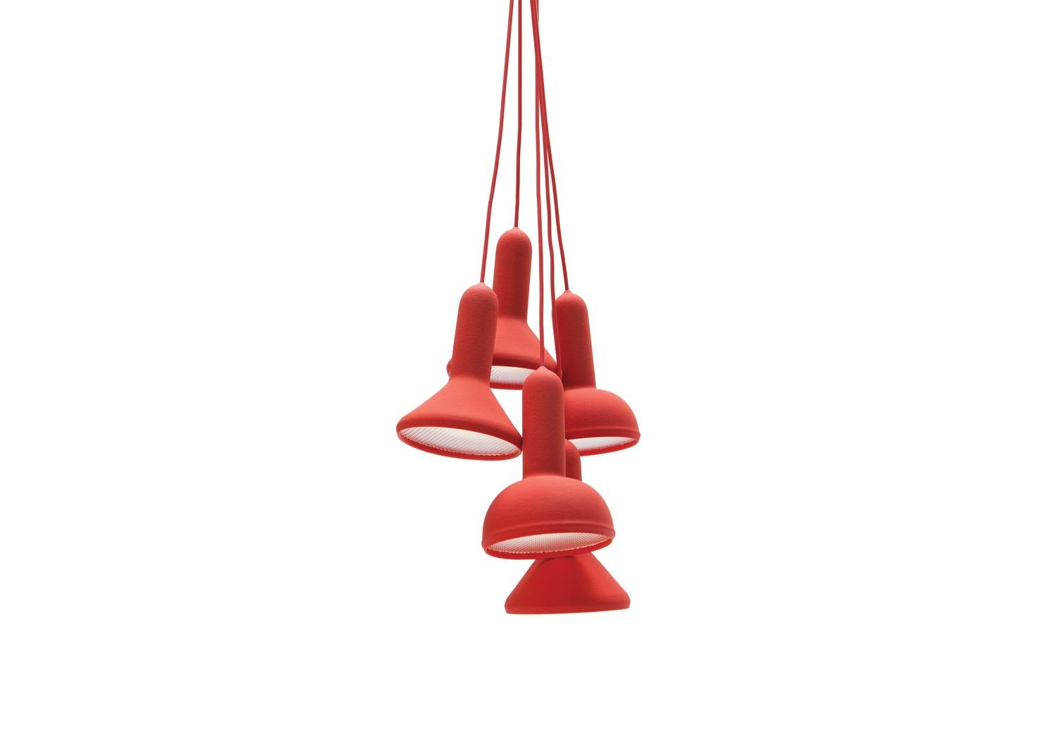 En vente : Red (4893) Lampe à suspension torch S5 Bunch de Sylvain Willenz pour Established &amp;amp; Sons