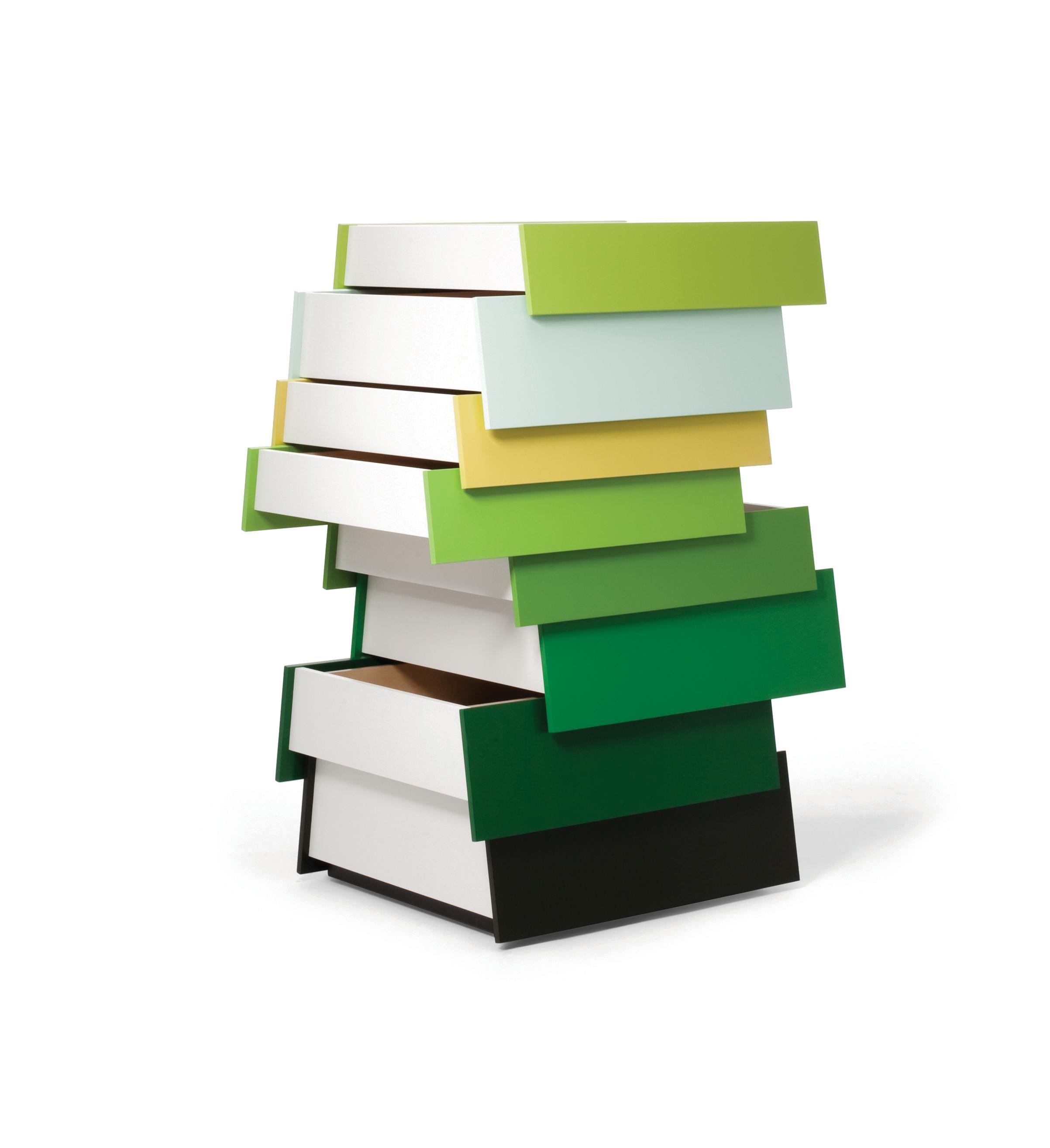 Im Angebot: Established & Sons Stack-8 Schubladen von Raw Edges und Shay Alkalay, Green (1107) 4