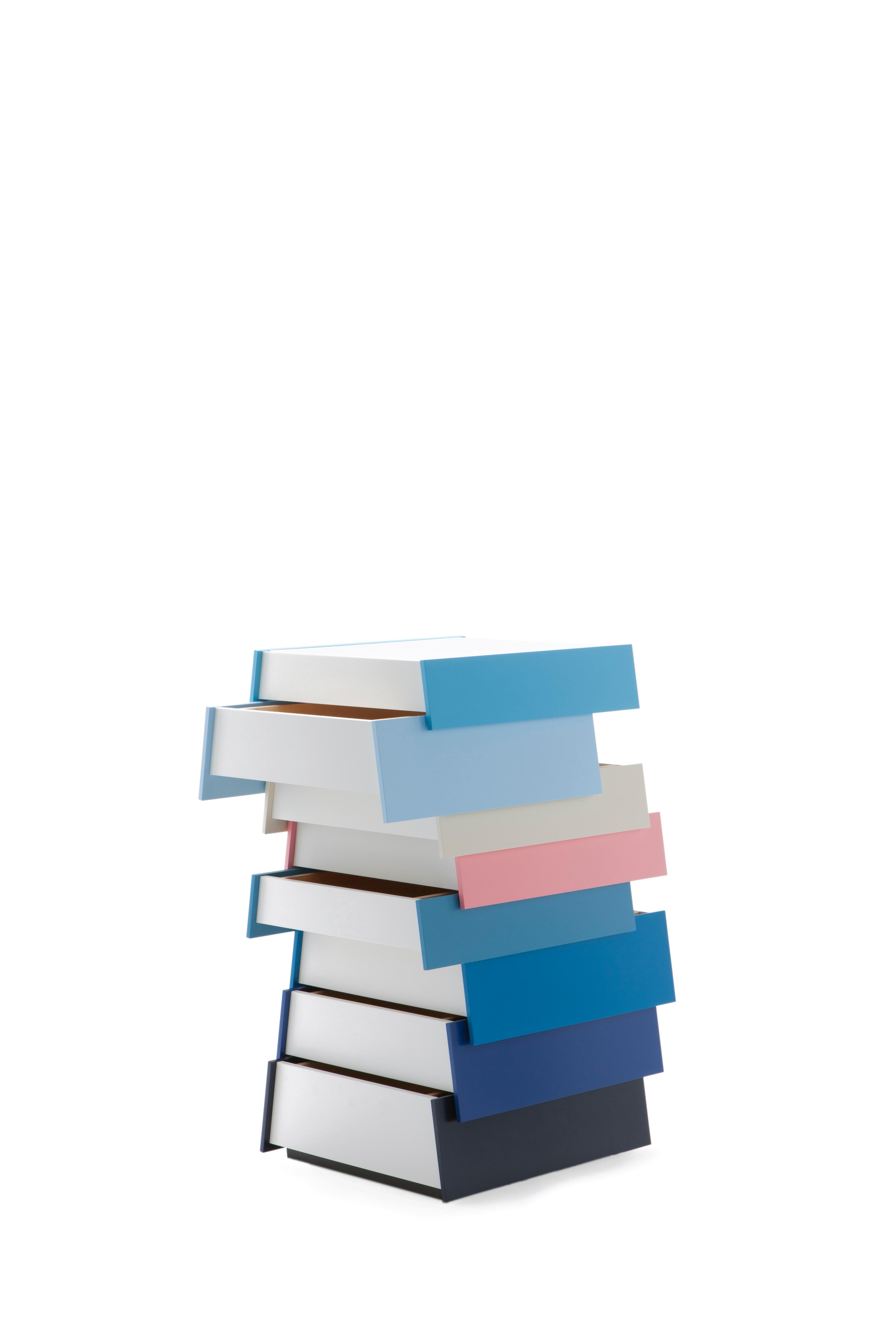 Im Angebot: Established & Sons Stack-8 Schubladen von Raw Edges und Shay Alkalay, Blue (4900) 3