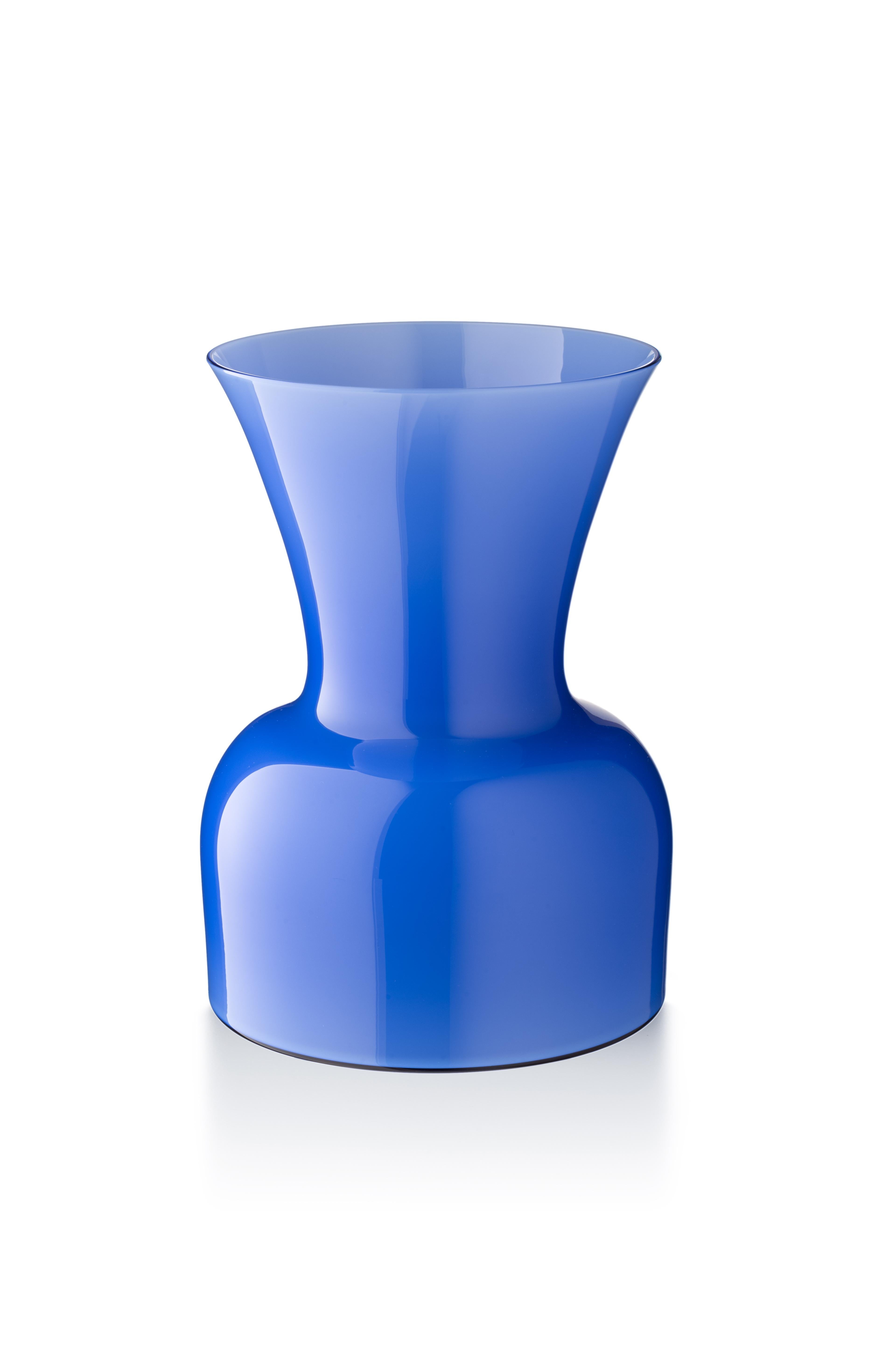 Blue (10048) Large Profili Daisy Murano Glass Vase by Anna Gili