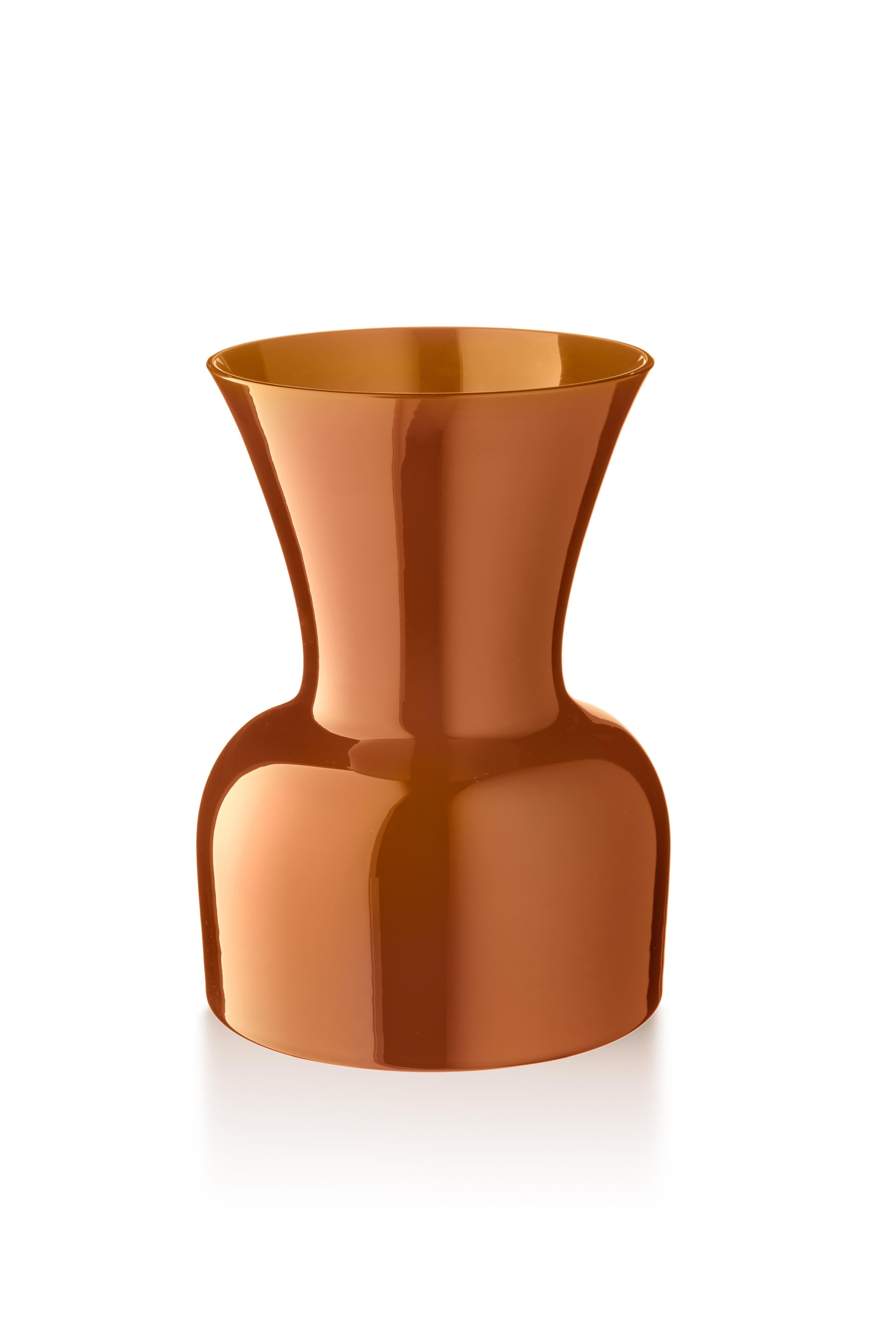 Brown (10066) Large Profili Daisy Murano Glass Vase by Anna Gili