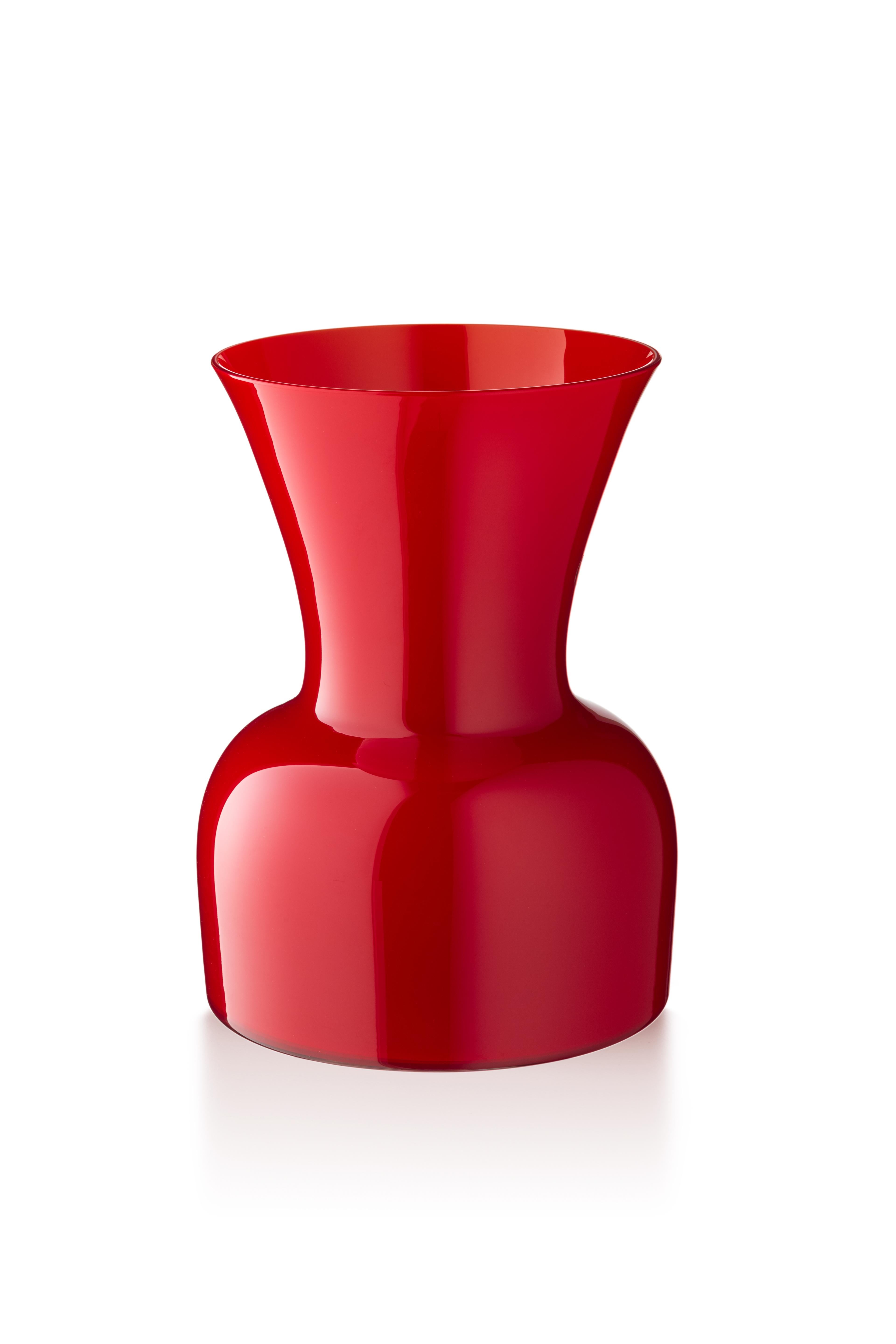 Red (10036) Large Profili Daisy Murano Glass Vase by Anna Gili