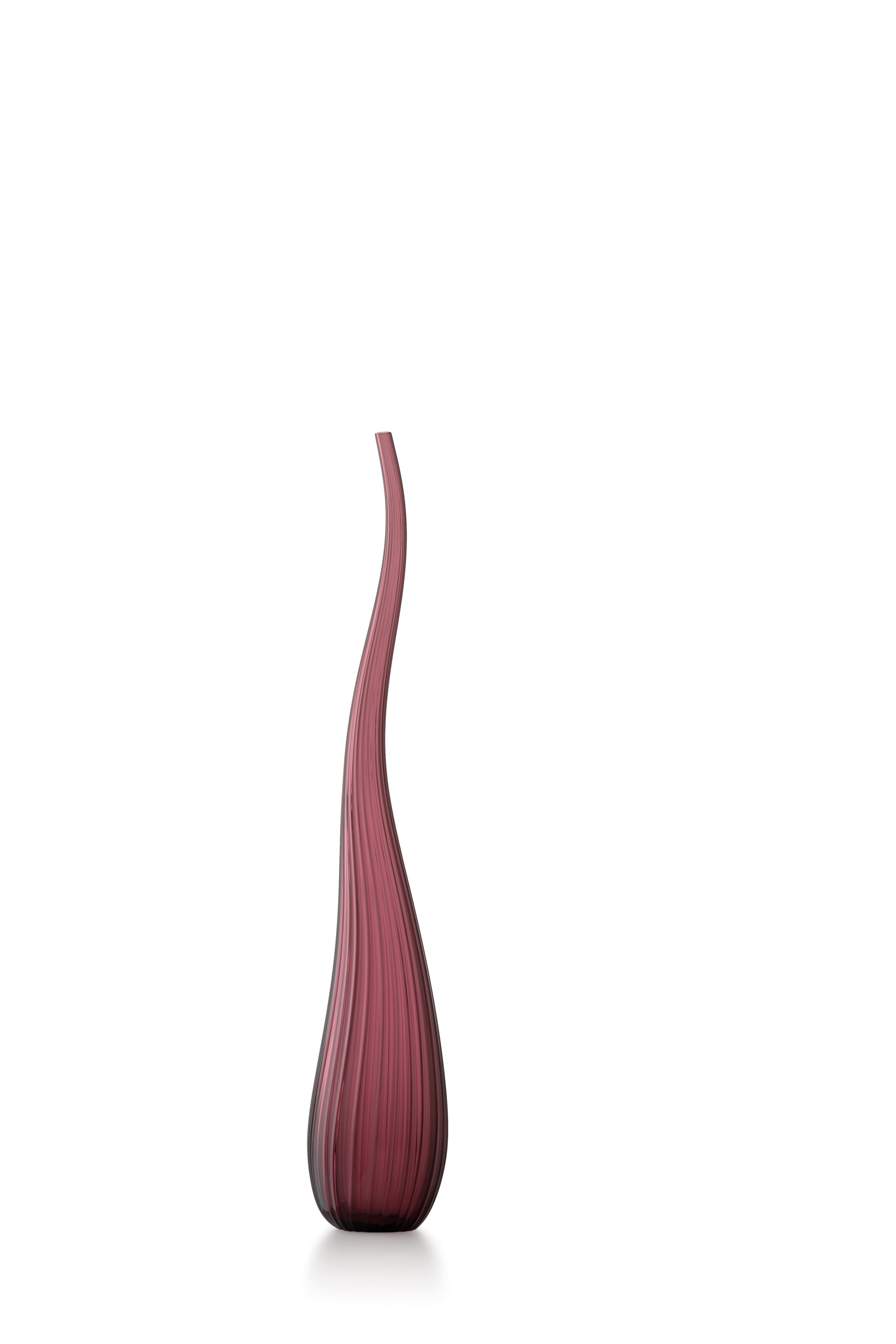 Purple (3700) Small Aria Lucido Vase in Hand Blown Murano Glass by Renzo Stellon