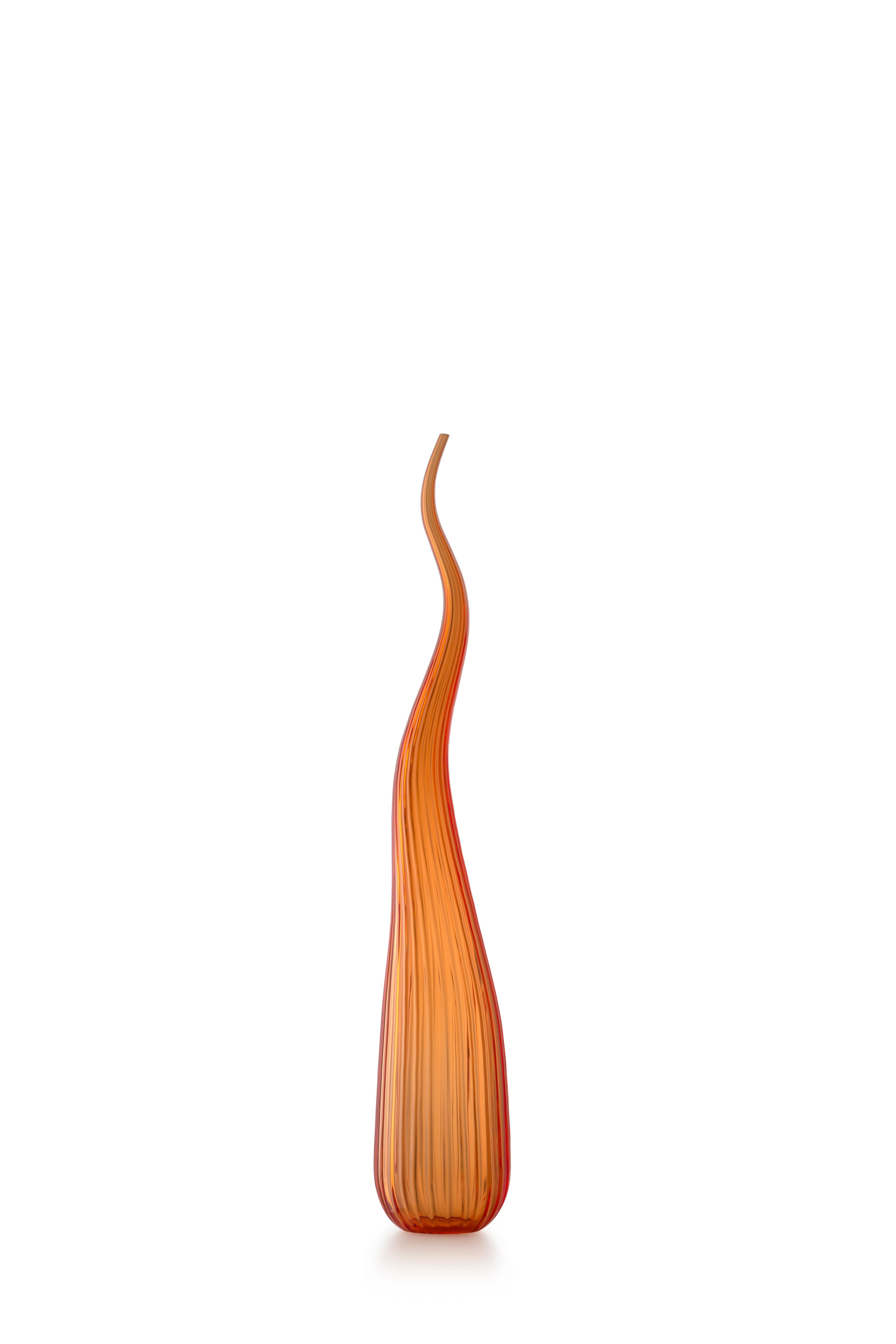 Orange (3693) Small Aria Lucido Vase in Hand Blown Murano Glass by Renzo Stellon