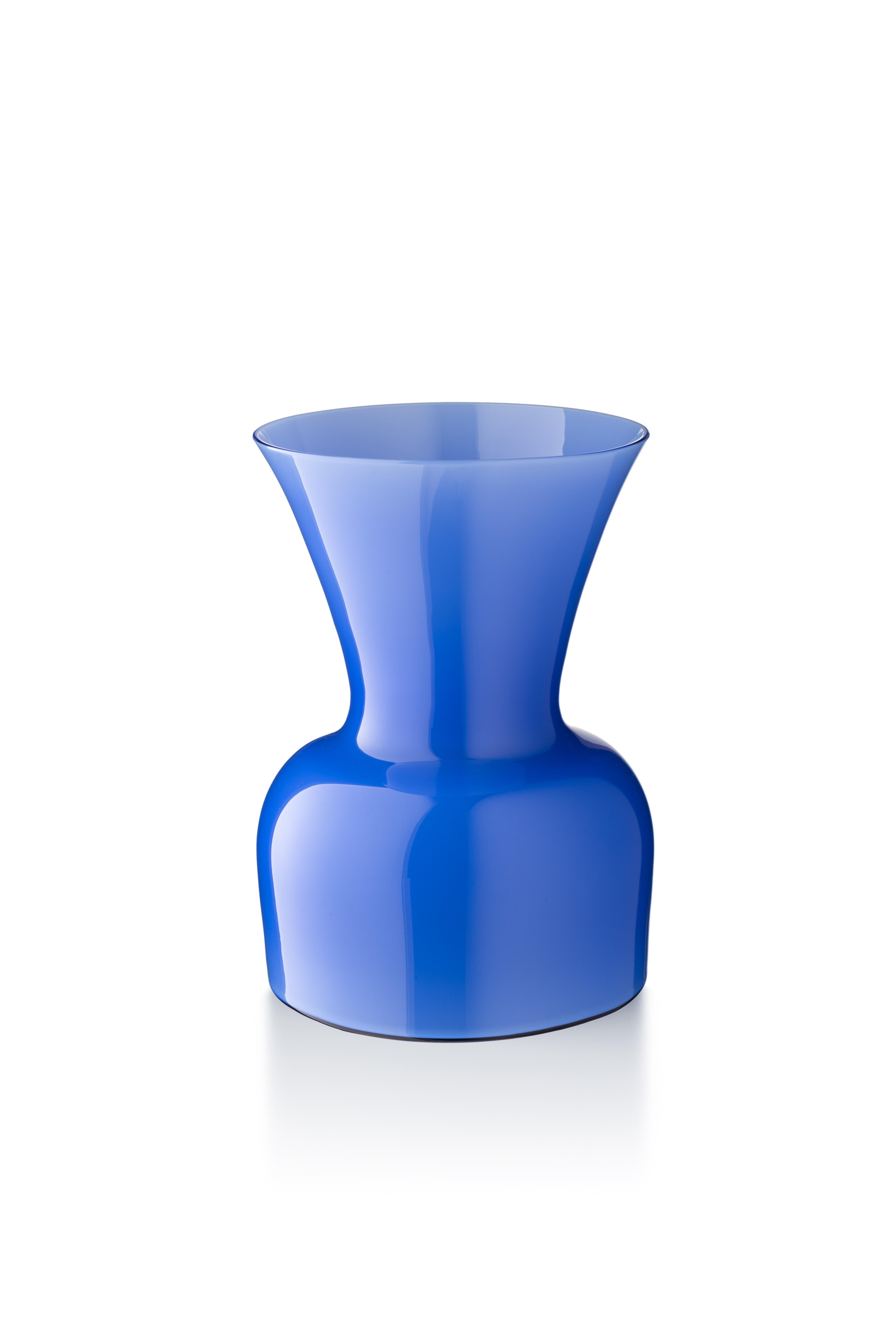 Blue (10049) Medium Profili Daisy Murano Glass Vase by Anna Gili