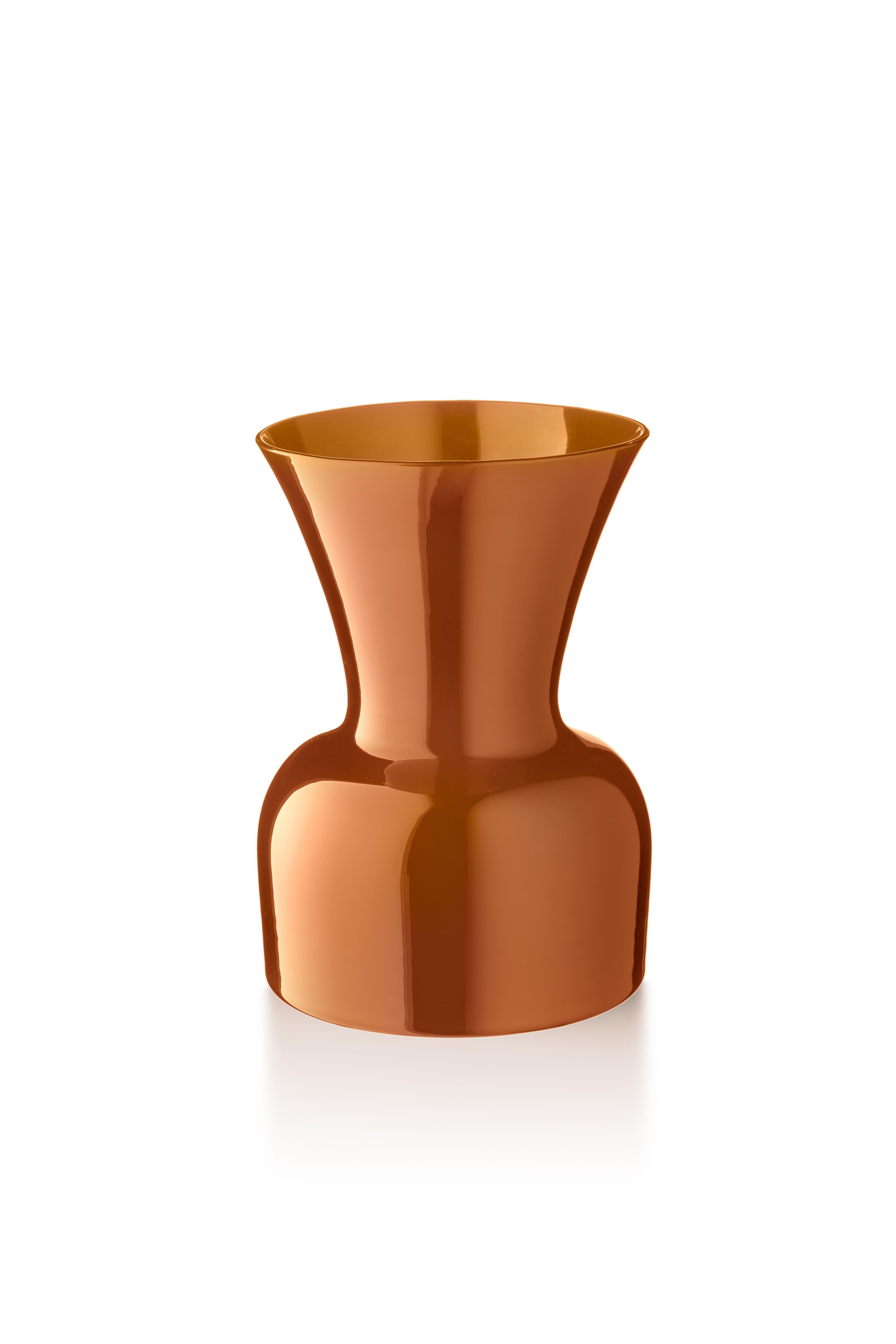 Brown (10067) Medium Profili Daisy Murano Glass Vase by Anna Gili