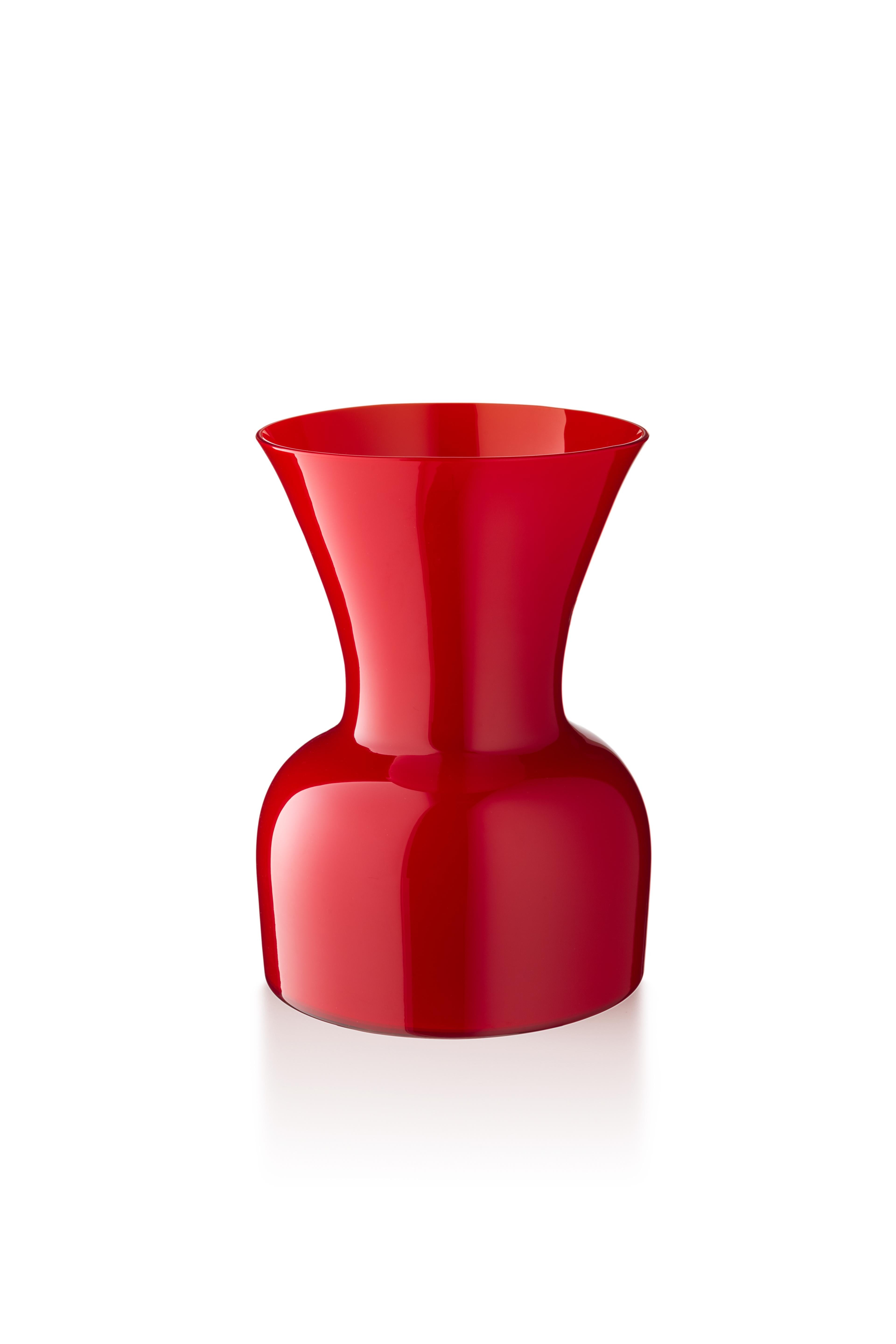 Red (10037) Medium Profili Daisy Murano Glass Vase by Anna Gili