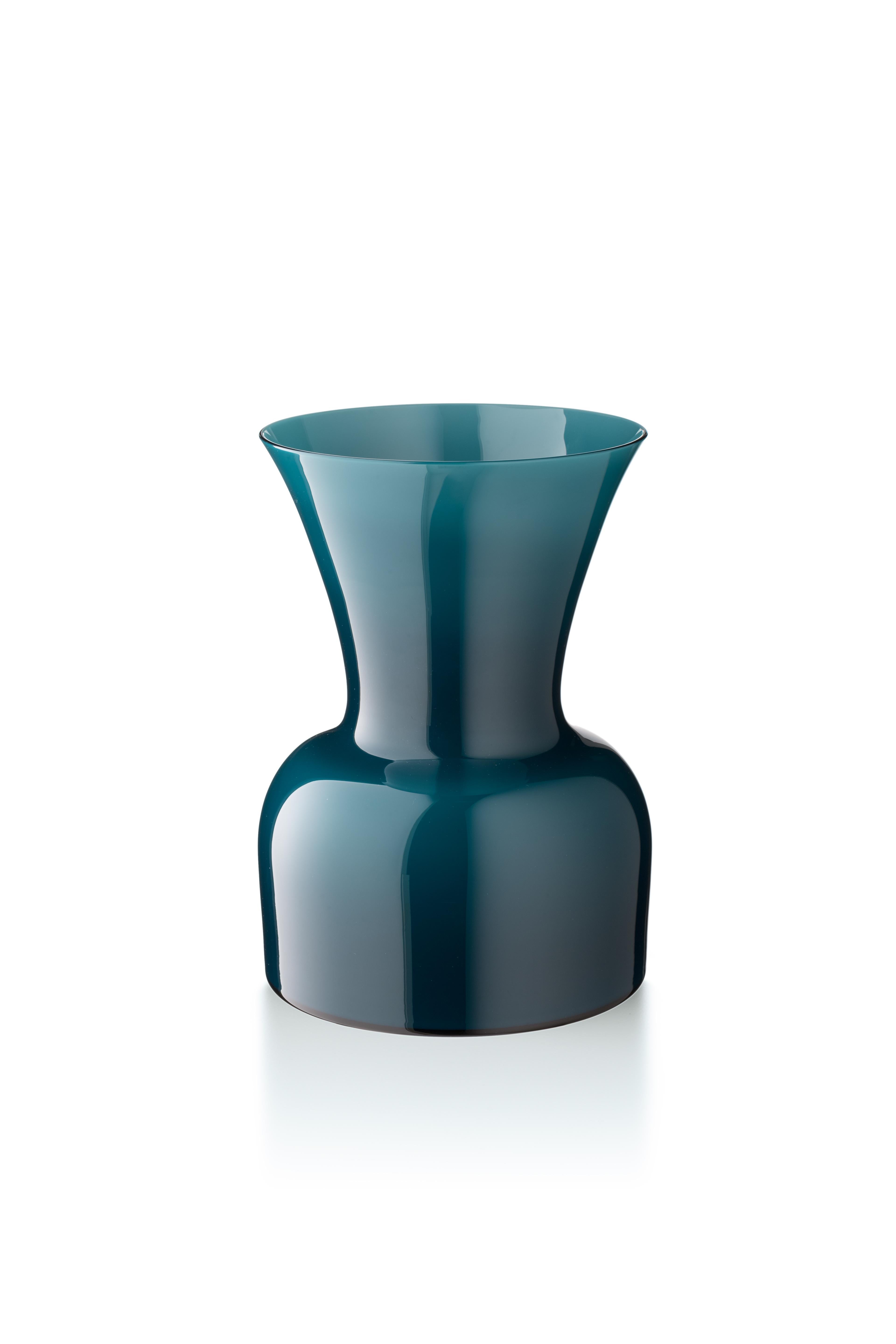 Green (10052) Medium Profili Daisy Murano Glass Vase by Anna Gili