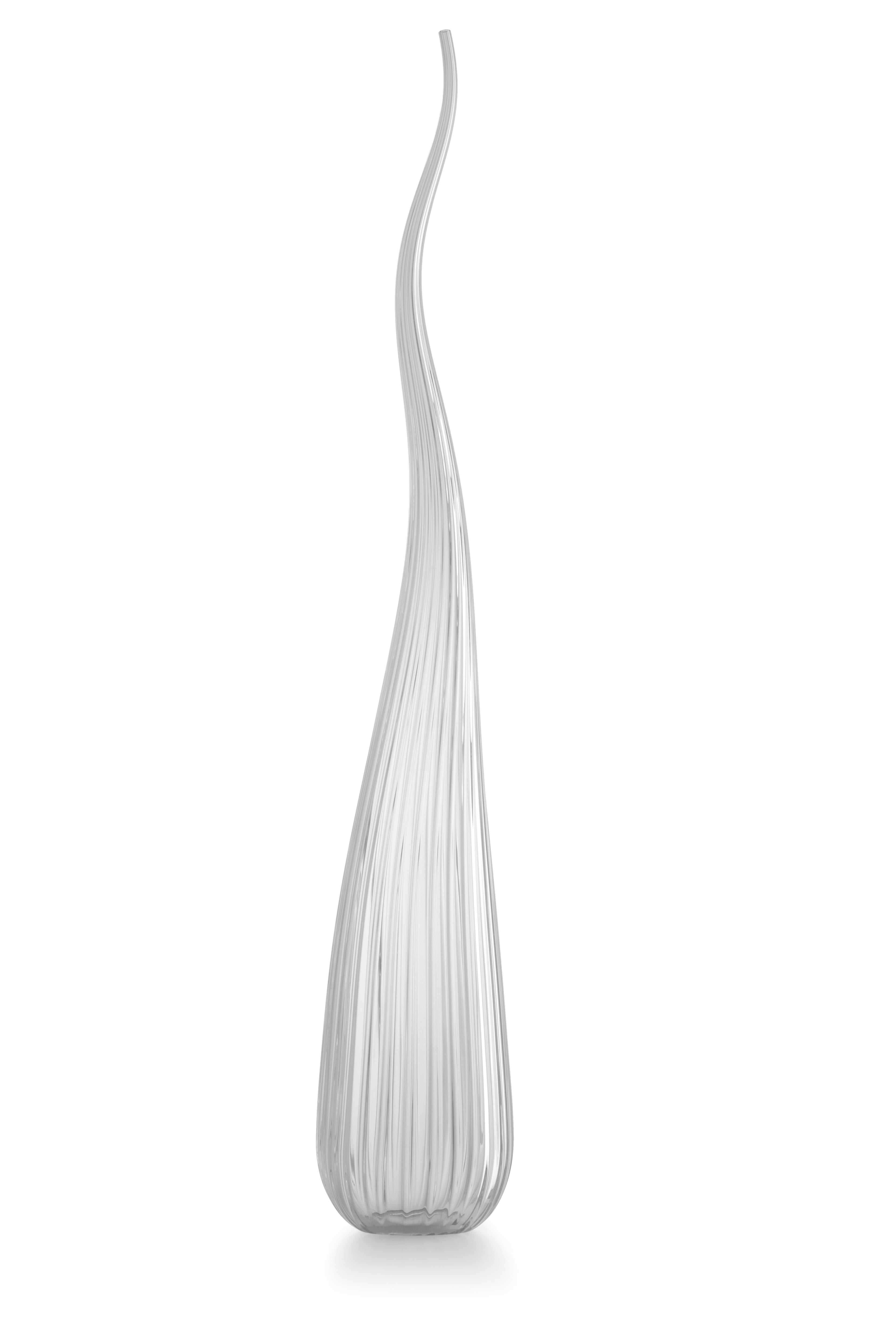 Clear (3680) Large Aria Lucido Vase in Hand Blown Murano Glass by Renzo Stellon