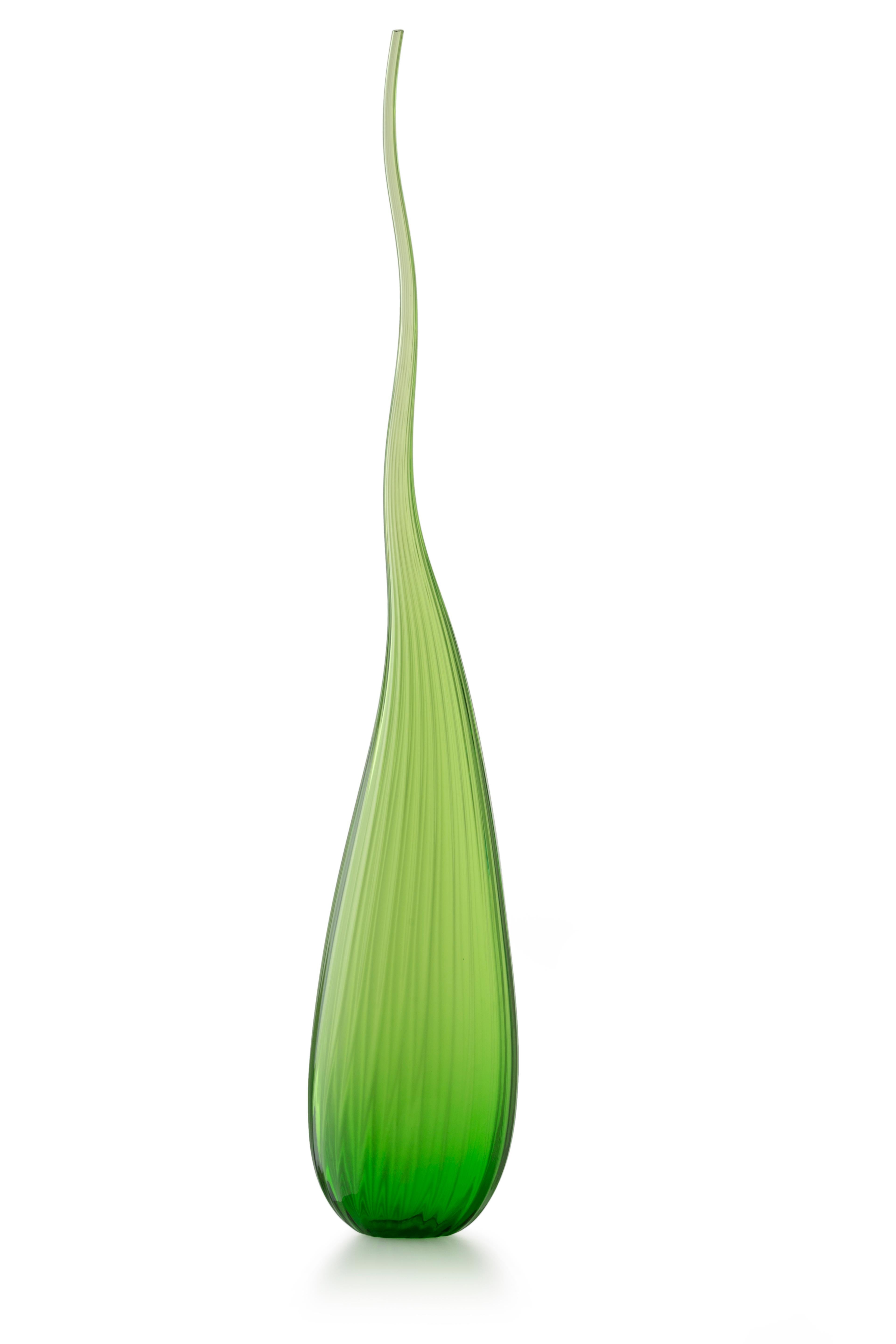 Green (3707) Large Aria Lucido Vase in Hand Blown Murano Glass by Renzo Stellon
