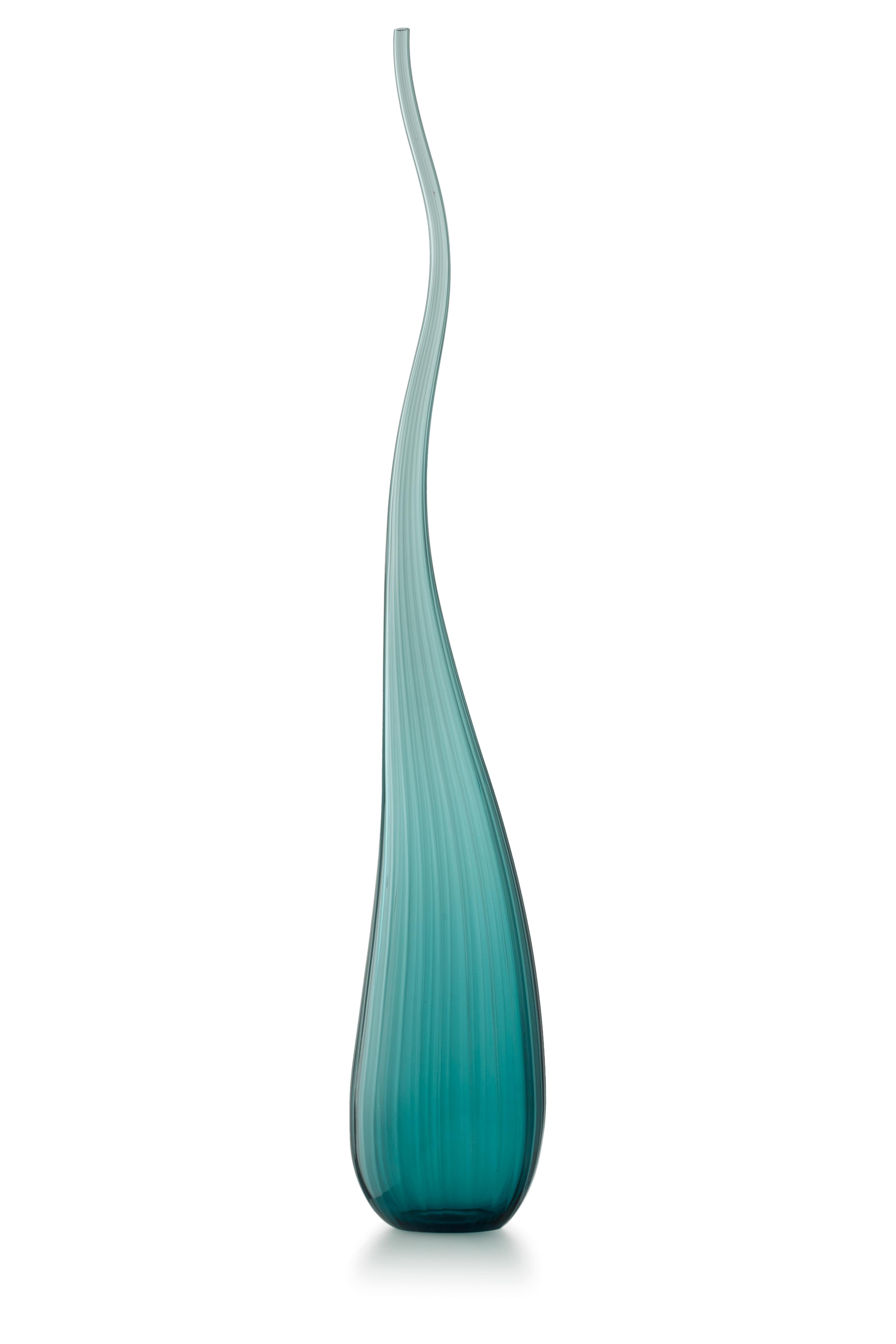 Green (3704) Large Aria Lucido Vase in Hand Blown Murano Glass by Renzo Stellon