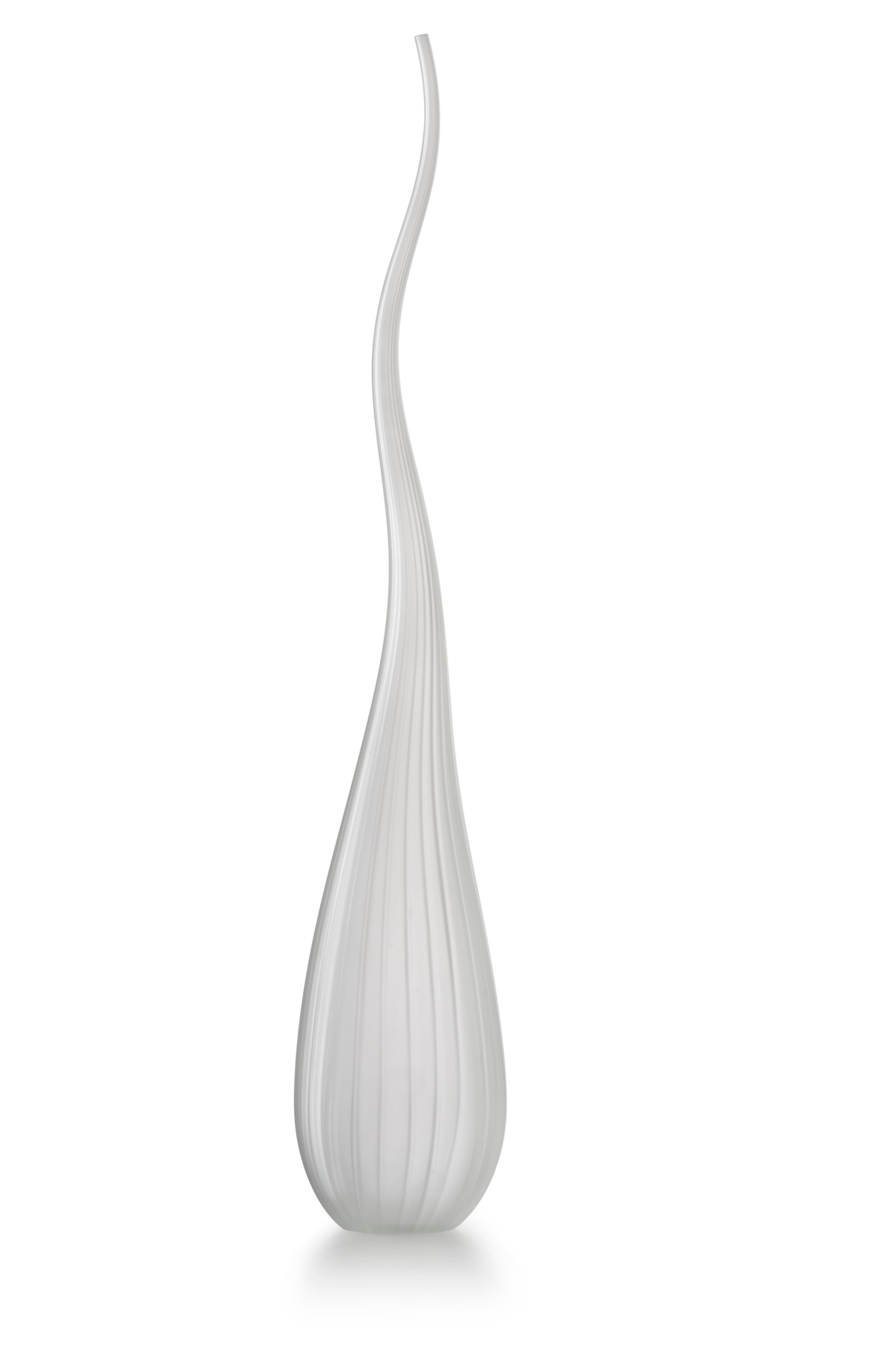 Clear (3750) Large Aria Satinato Vase in Hand-Blown Murano Glass by Renzo Stellon