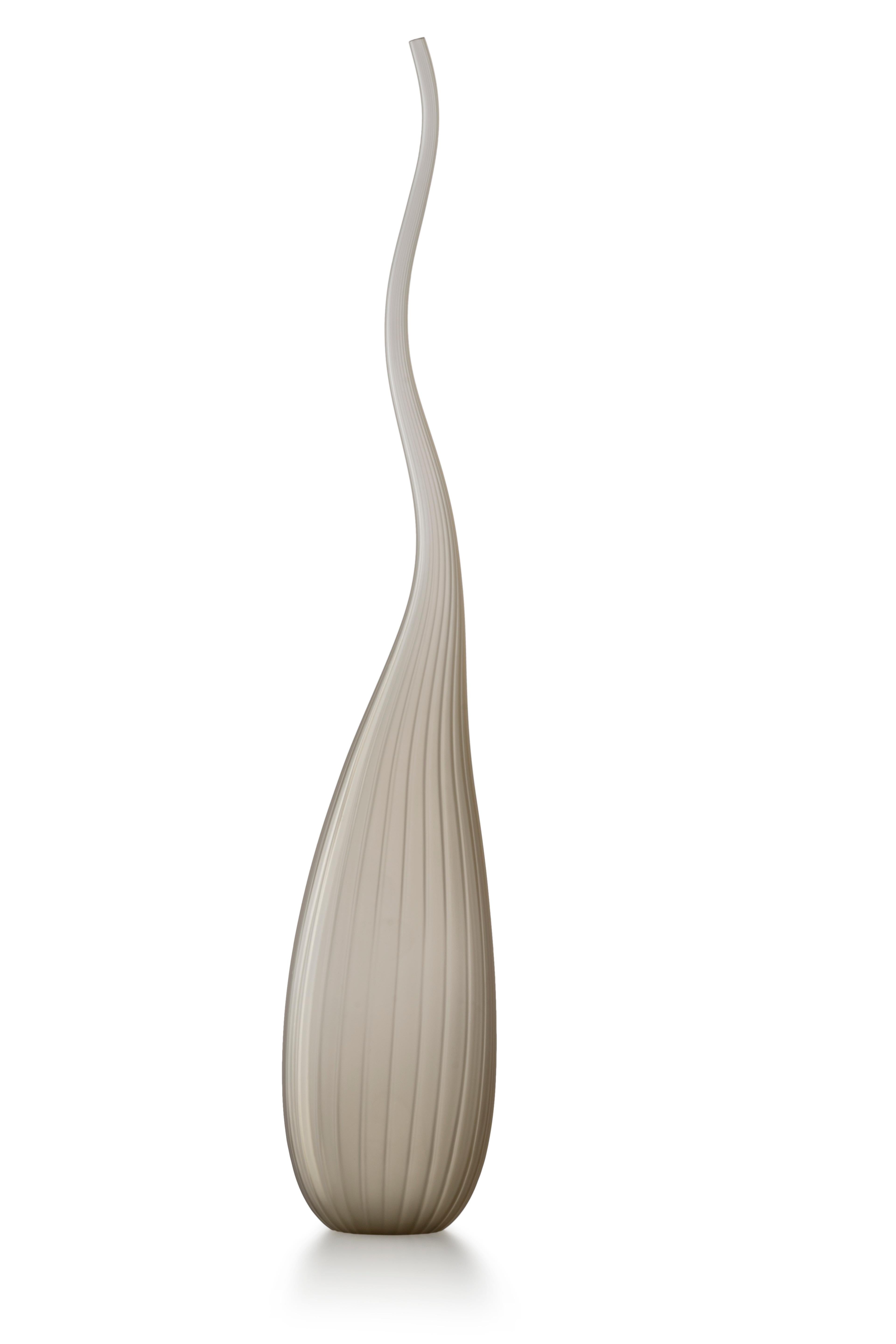 Gray (3753) Large Aria Satinato Vase in Hand-Blown Murano Glass by Renzo Stellon