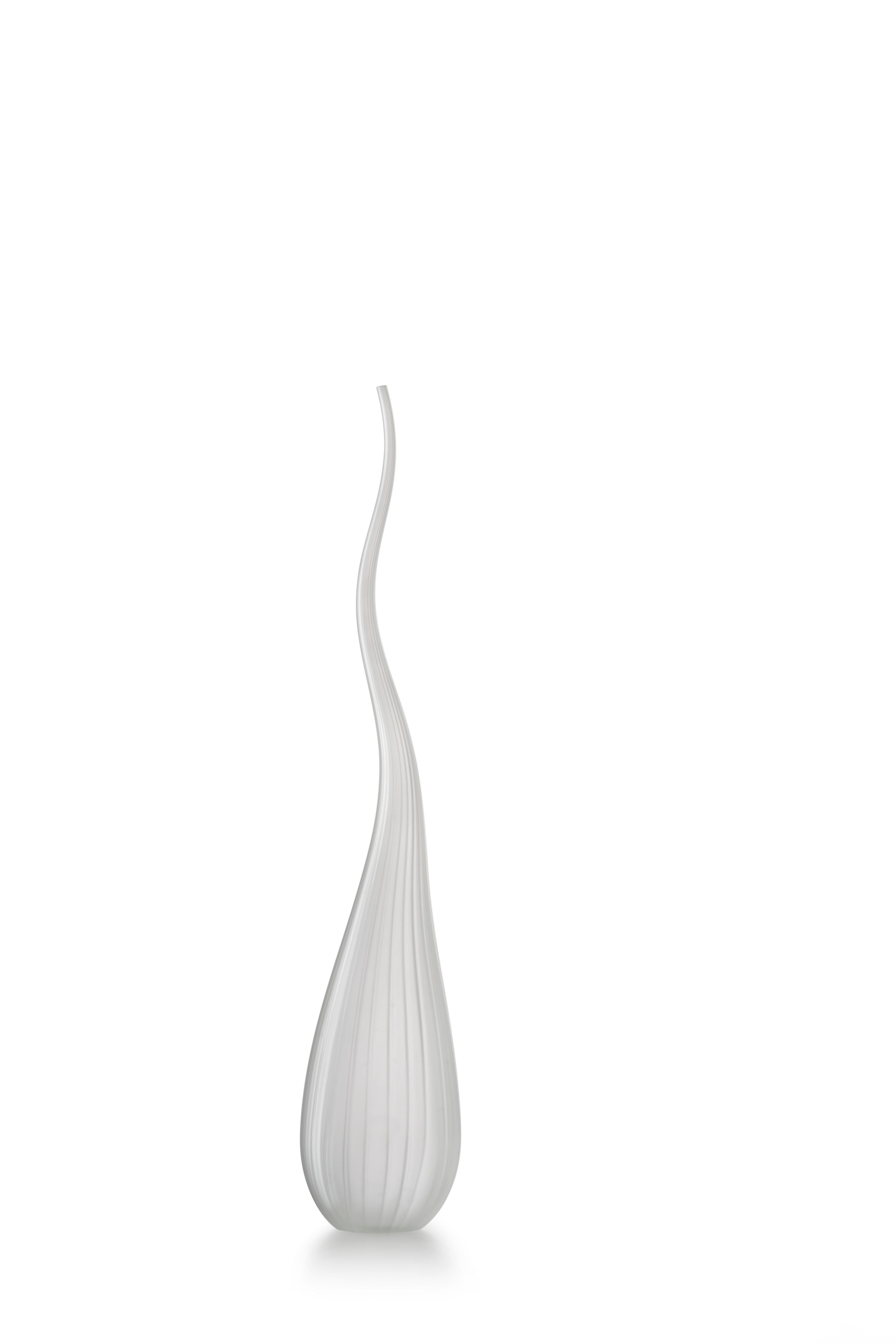 Clear (3752) Small Aria Satinato Vase in Hand Blown Murano Glass by Renzo Stellon